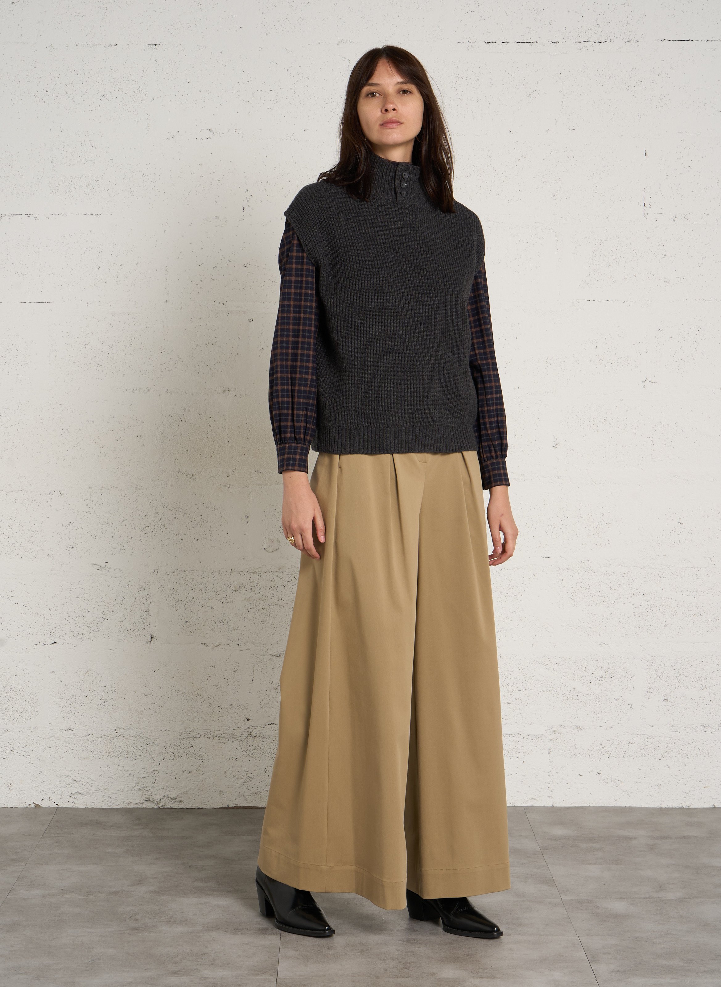 Pull sans manches en laine  MAISON 123 Gris