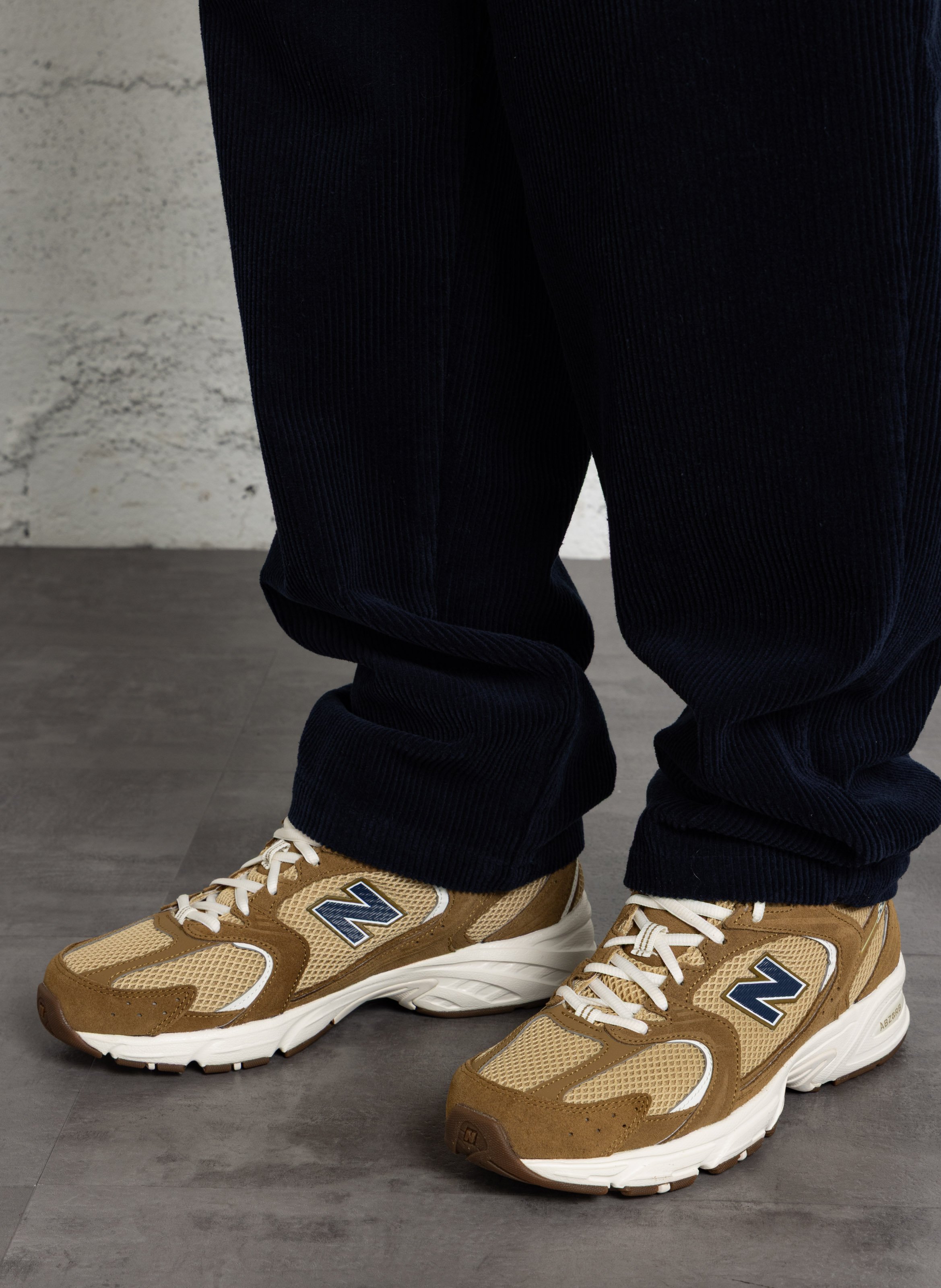 Low-top mixed leather sneakers NEW BALANCE Beige