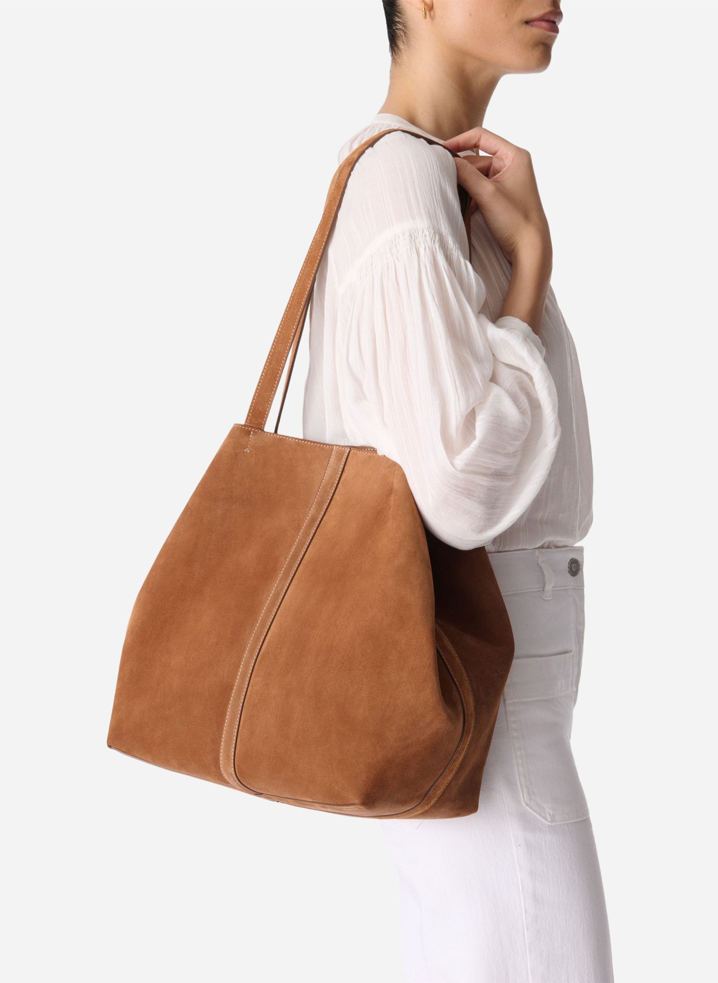 Shopper aus Veloursleder VANESSA BRUNO Orange