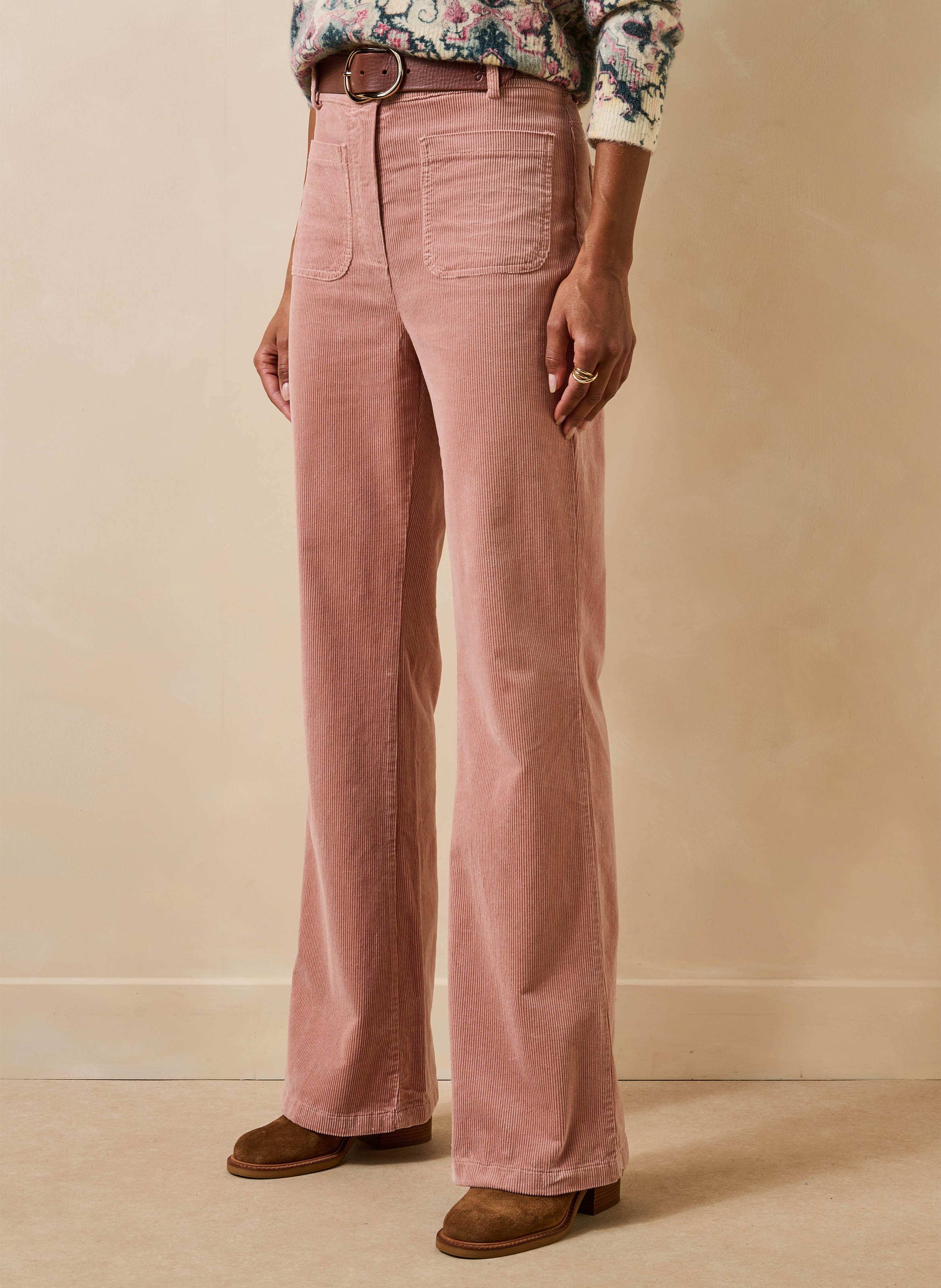 Pantalon large velours côtelé en coton mélangé LA FEE MARABOUTEE