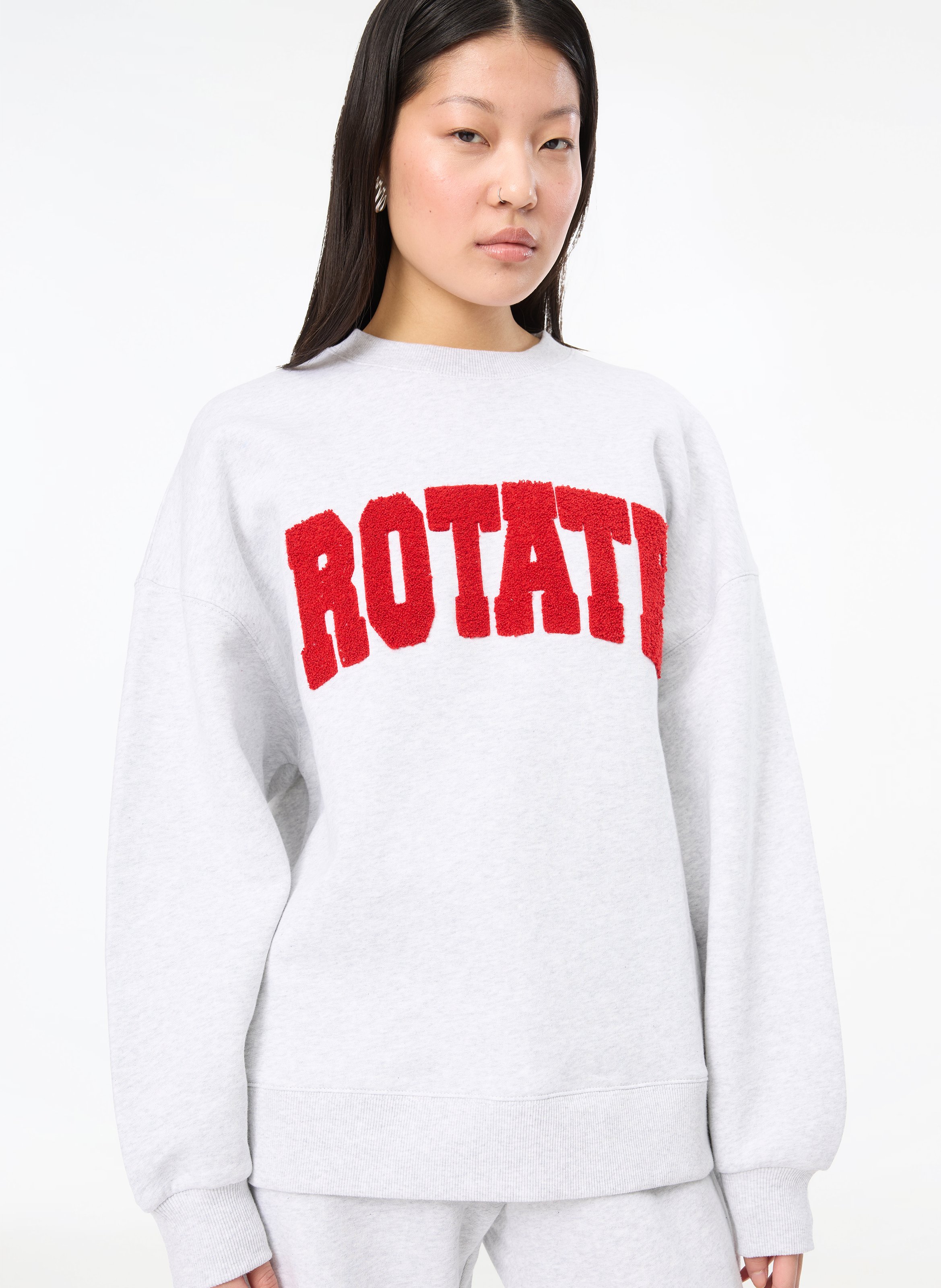 Oversized round neck embroidered sweatshirt ROTATE