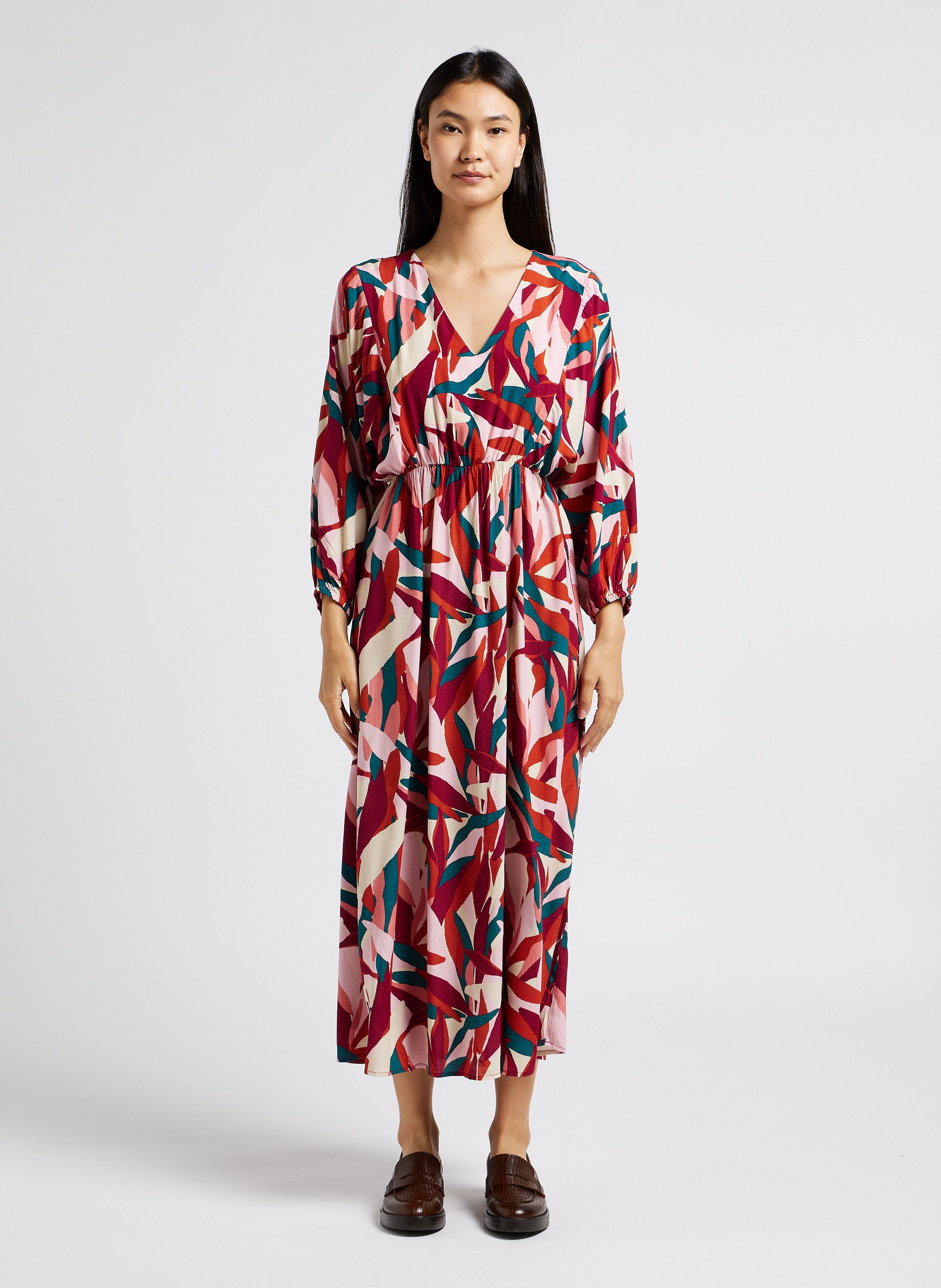 Long Printed V neck Dress Vert Grace Et Mila Women Place des