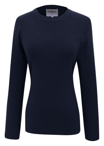 Fitted Rib-knit Turtleneck Top Bleu Marine Frnch - Women | Place des ...