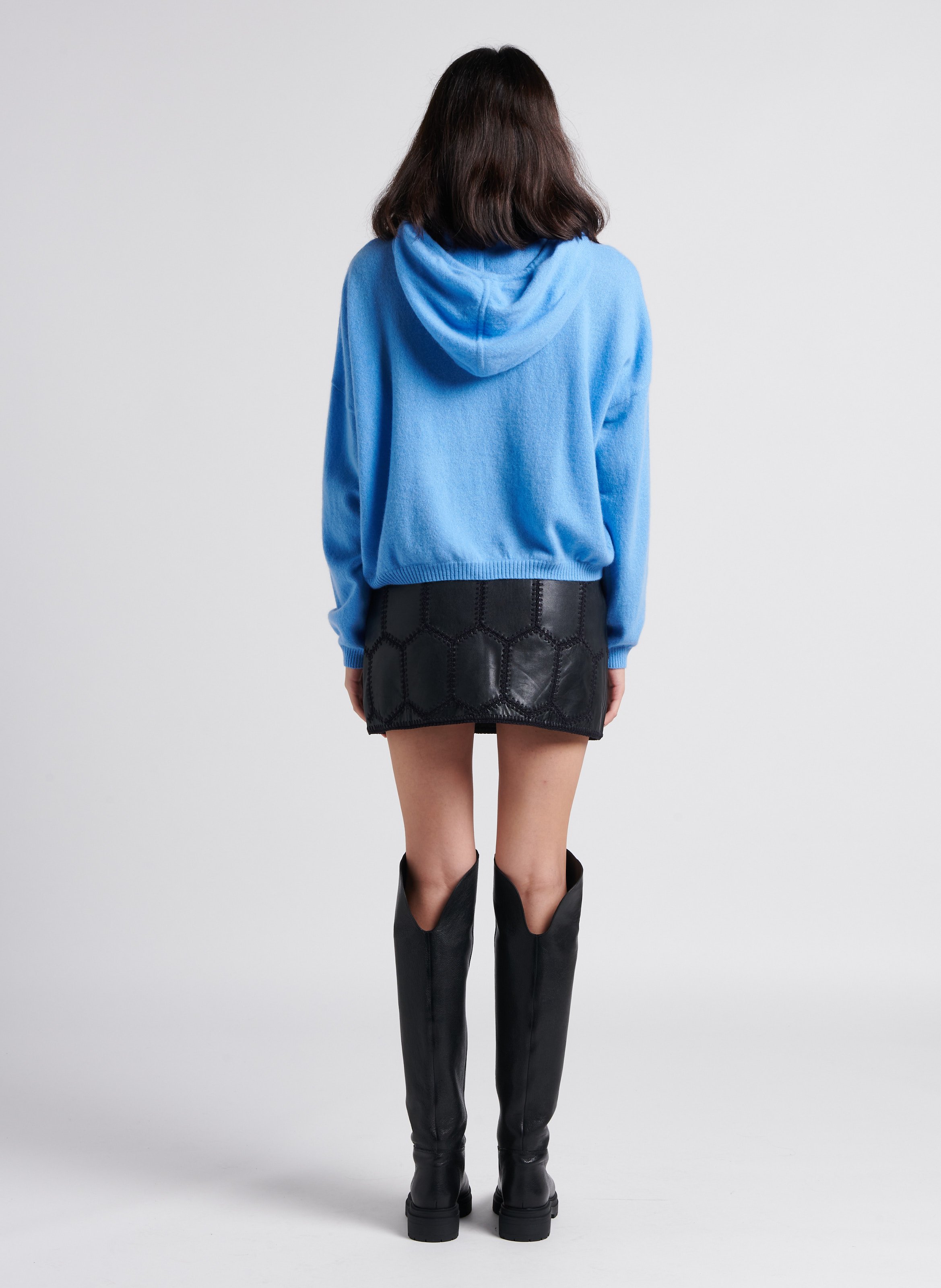 Rechte trui van kasjmier met opstaande kraag CRUSH Blauw