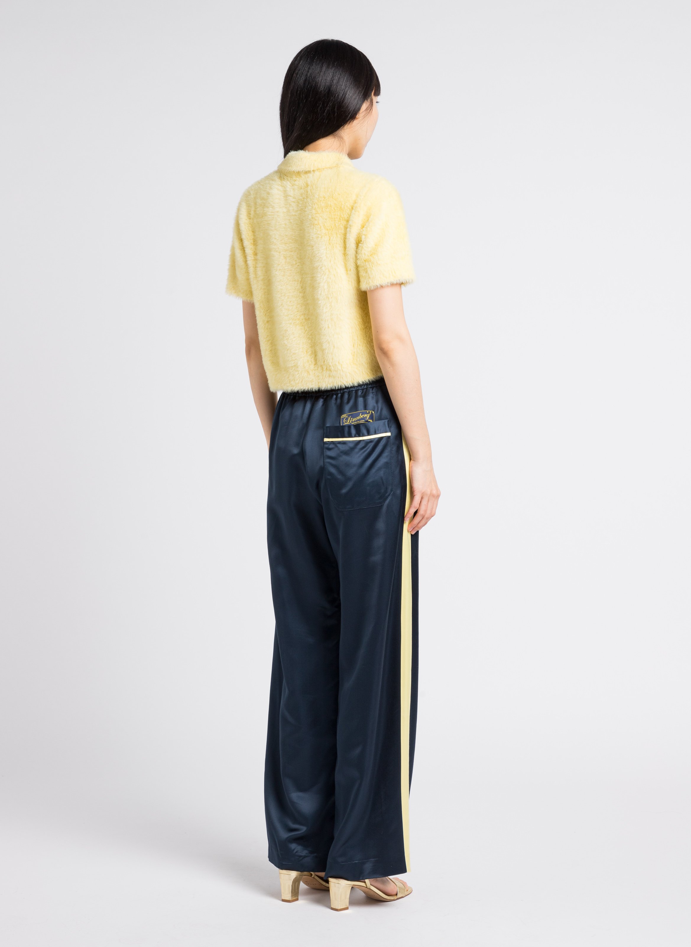 Pantalon large satiné MARGAUX LONNBERG Bleu