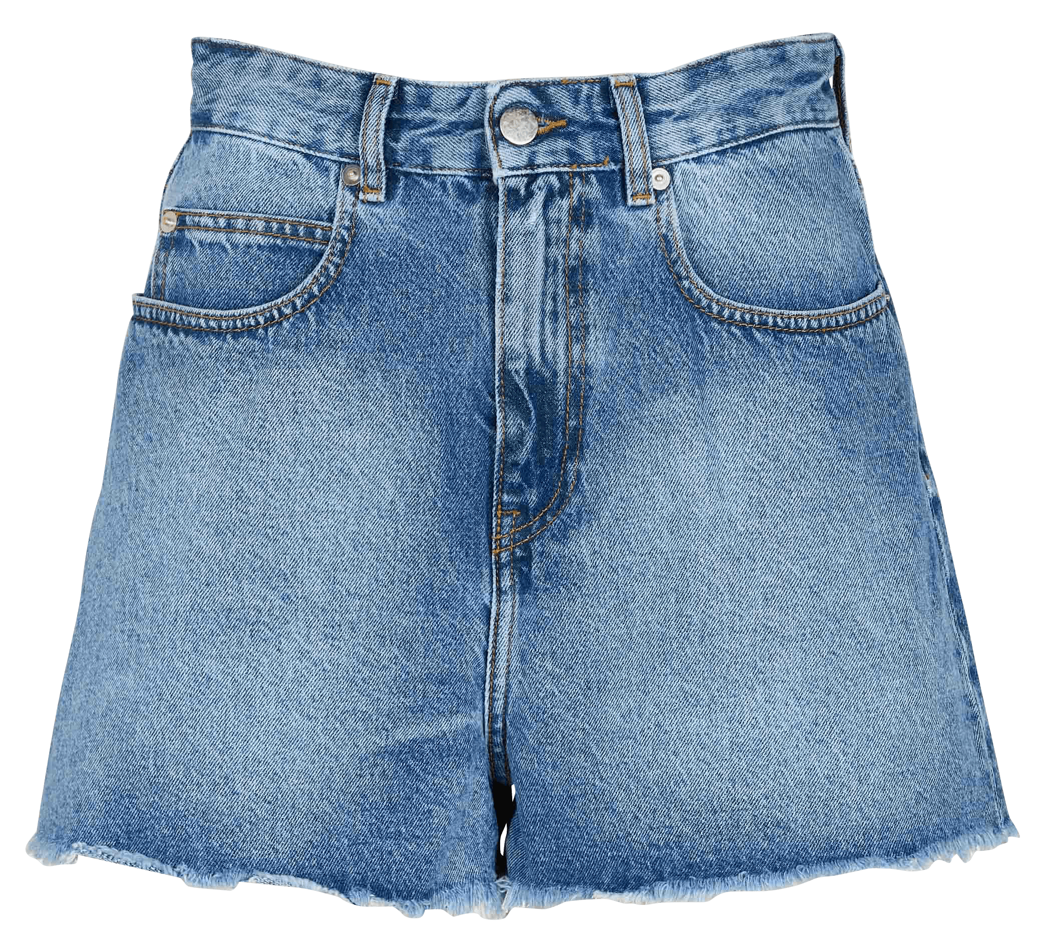 Short en denim taille haute en coton  ACQUAVERDE Bleu