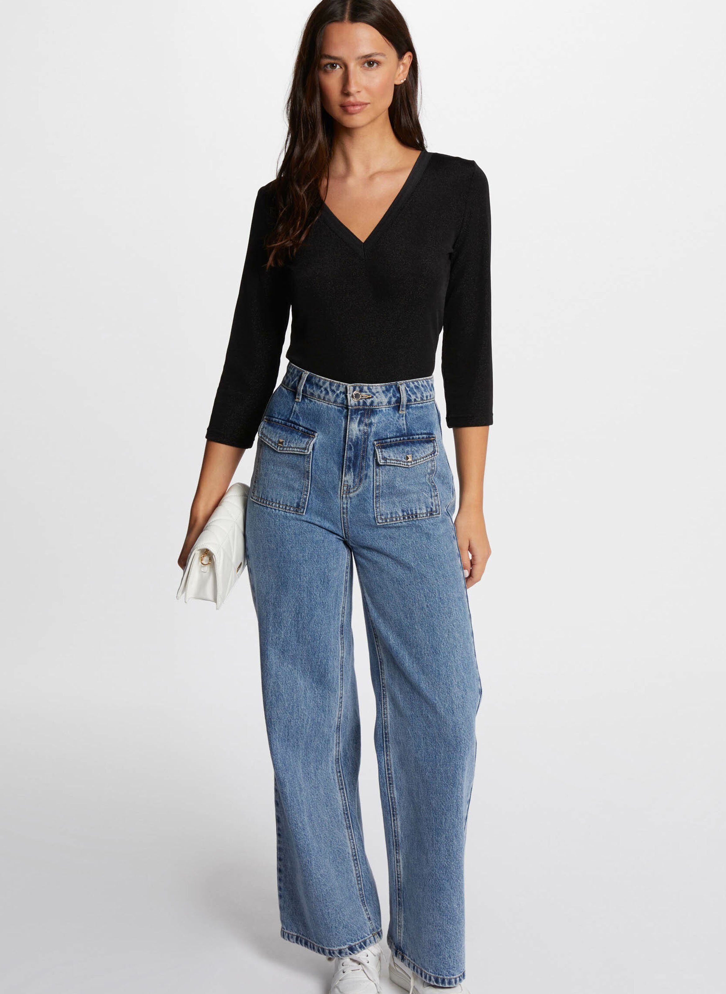 Top col V MORGAN Noir