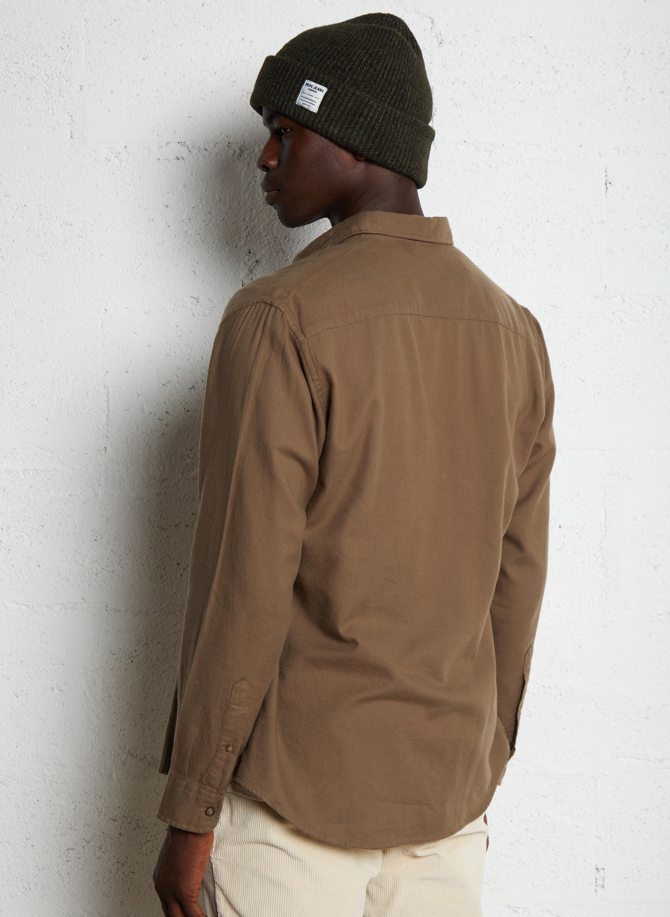 Straight shirt with classic cotton collar SELECTED Brown