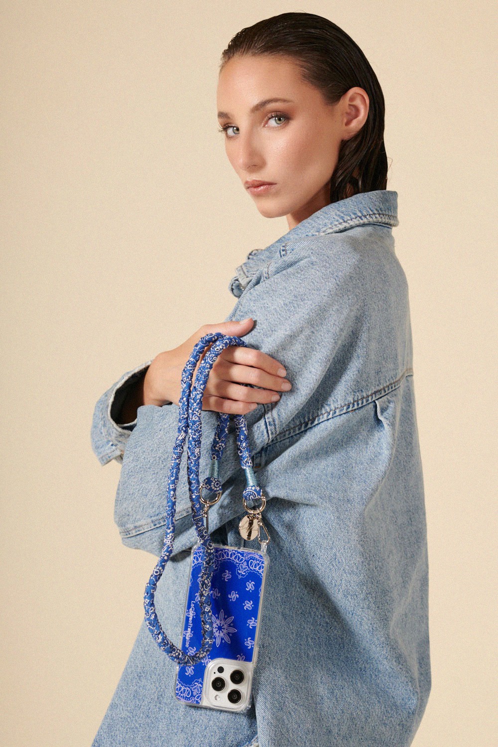 Bandana phone cord LA COQUE FRANCAISE Blue