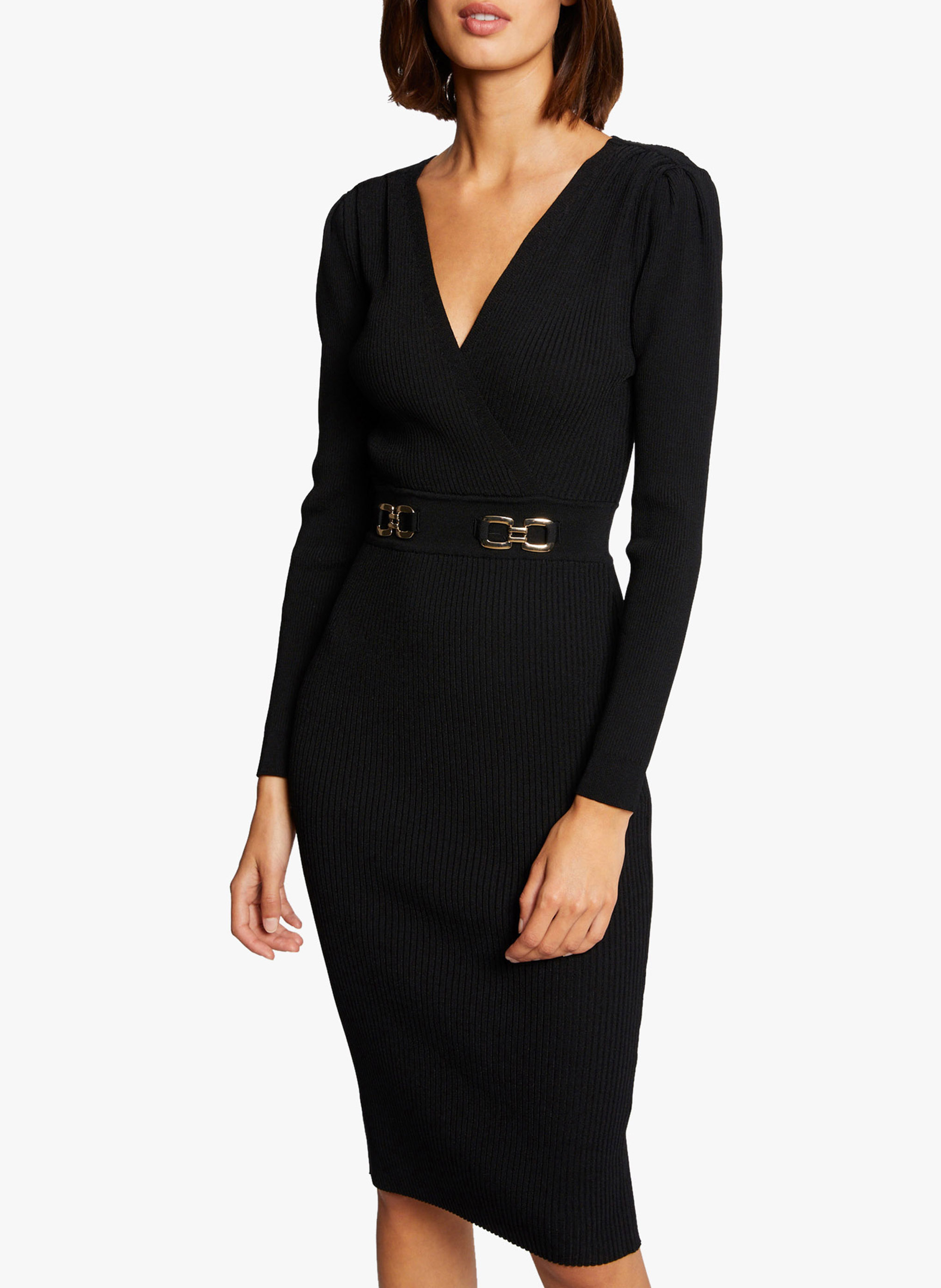 Knit midi dress MORGAN Black