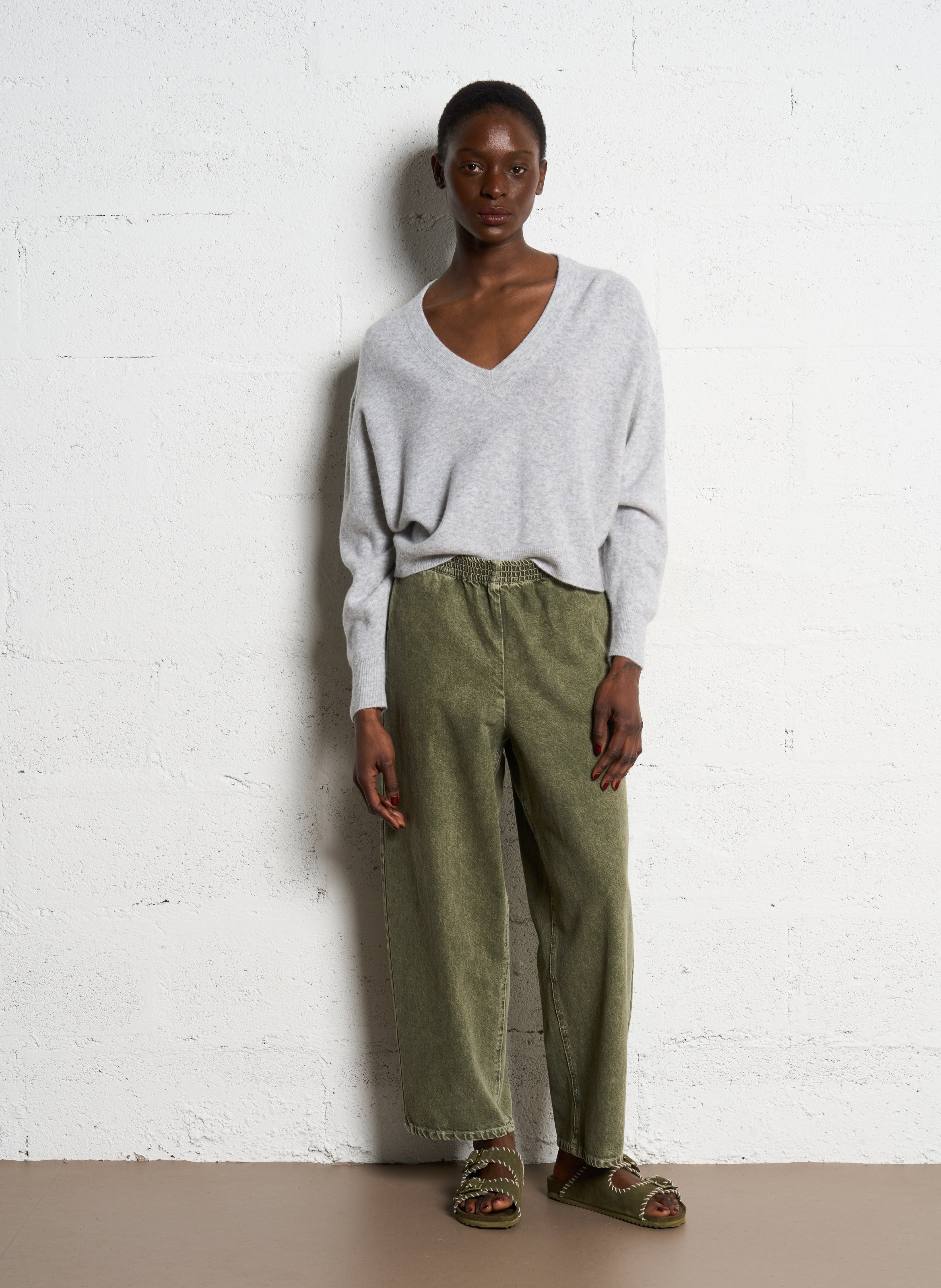 Cotton-blend wide-leg jeans AMERICAN VINTAGE Green