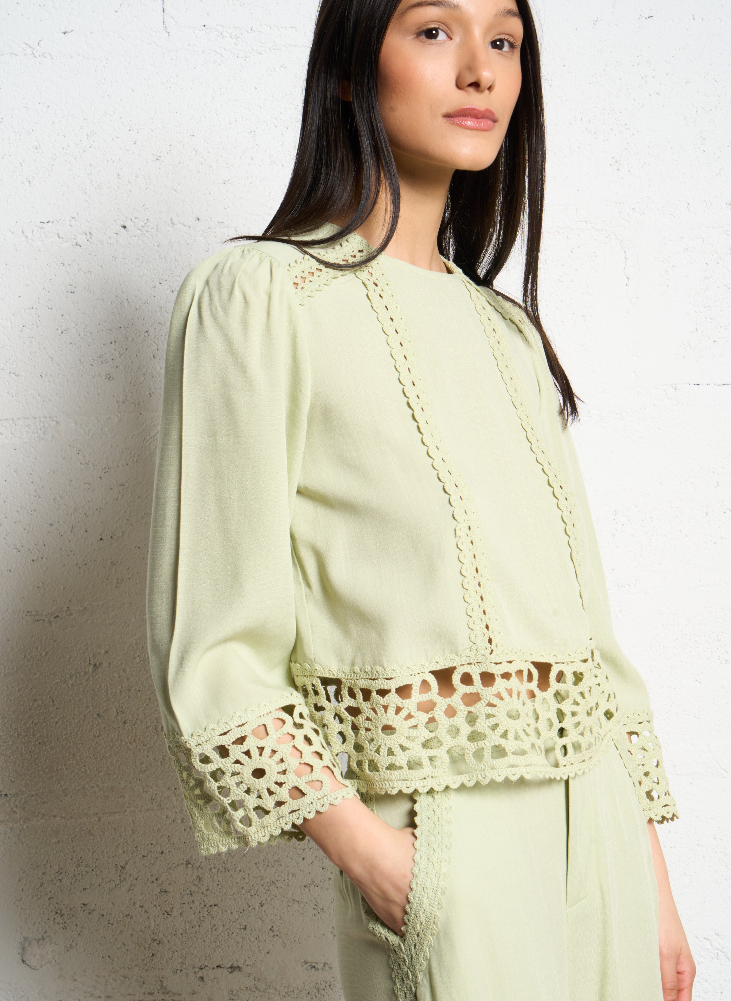 Blouse with round collar LA PETITE ETOILE Green