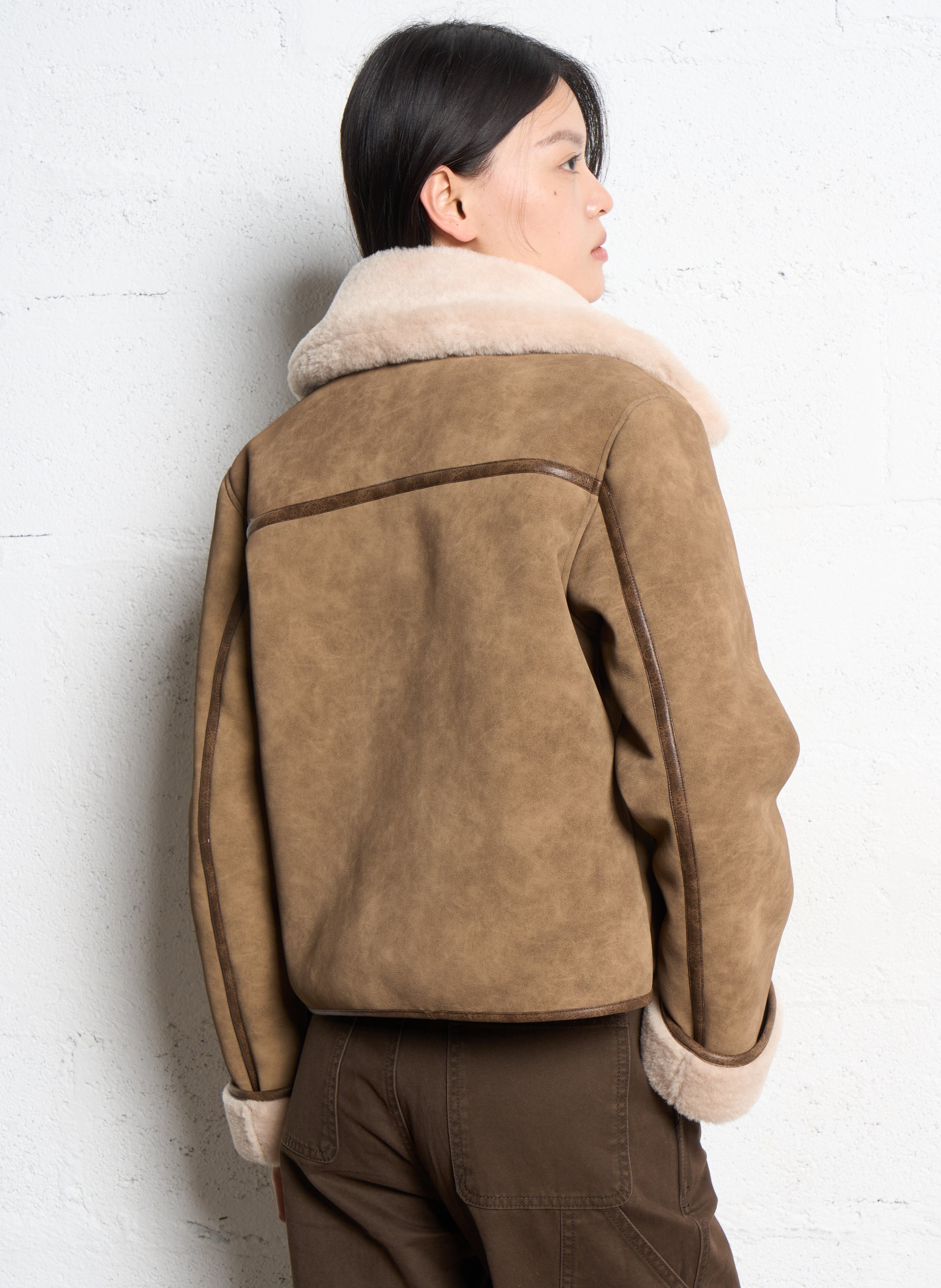 Veste droite col classique SUNCOO Marron