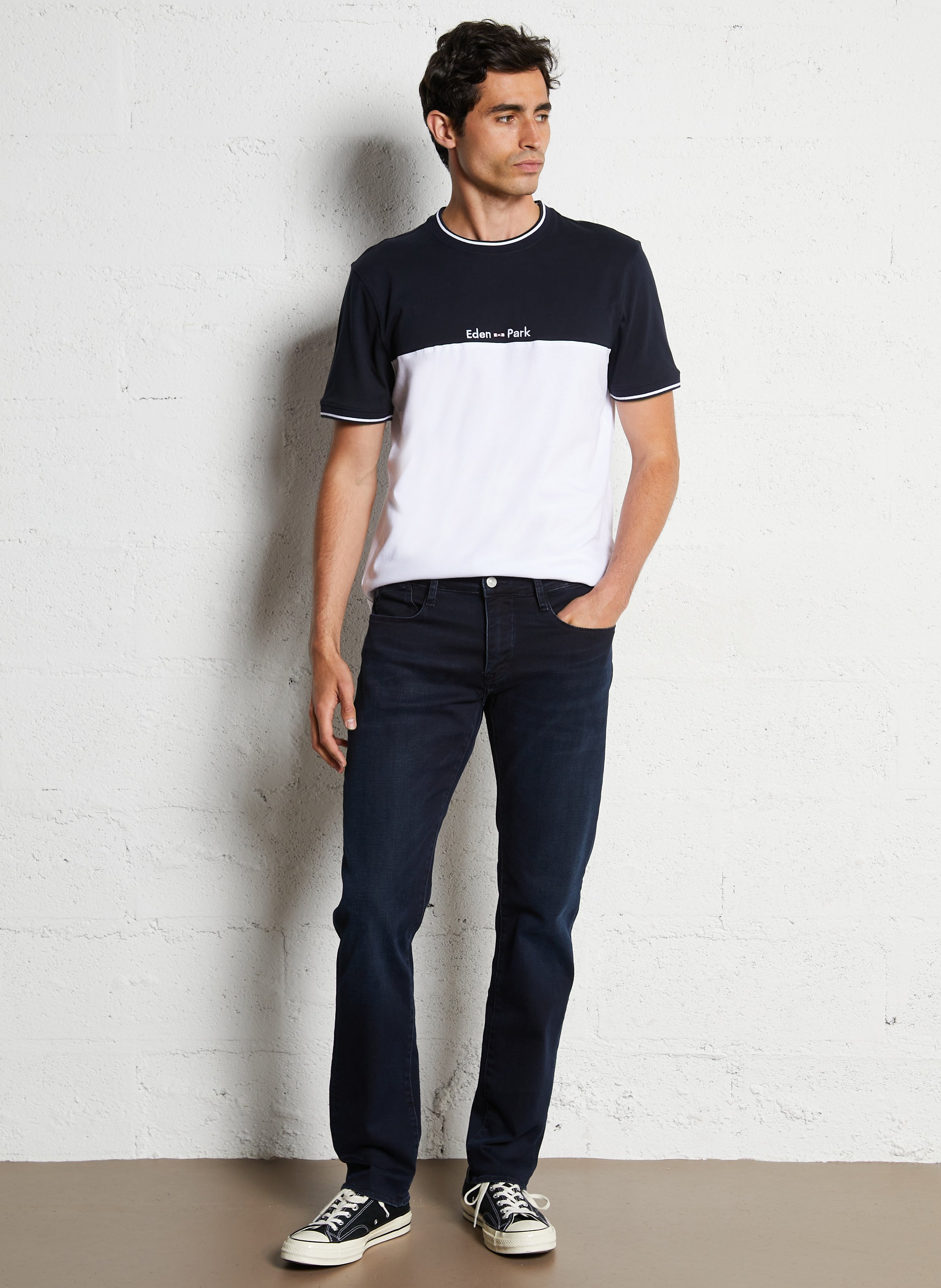 Cotton-blend straight jeans LE TEMPS DES CERISES Blue