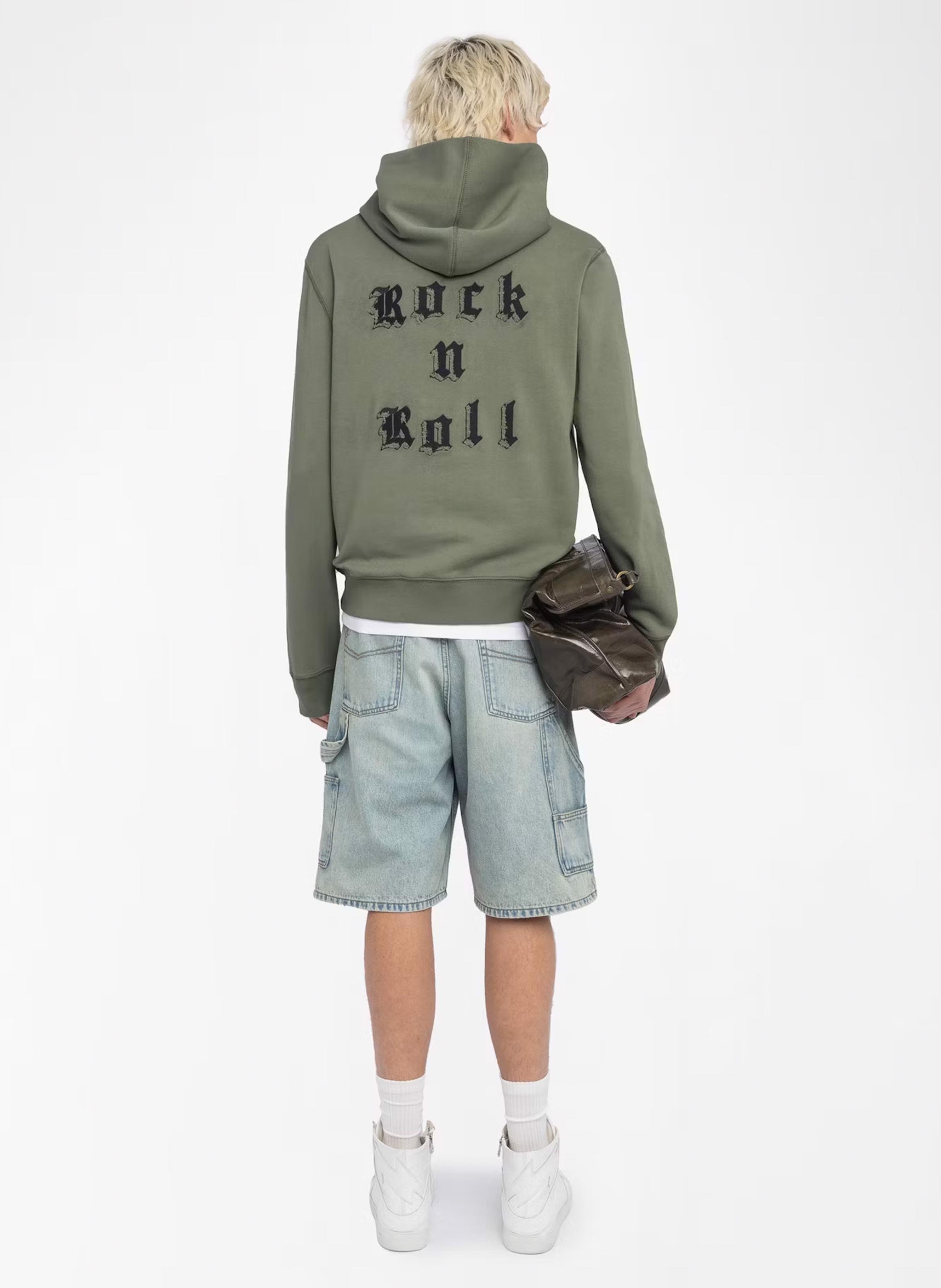 Sweat à capuche en coton imprimé ZADIG&amp;VOLTAIRE Vert