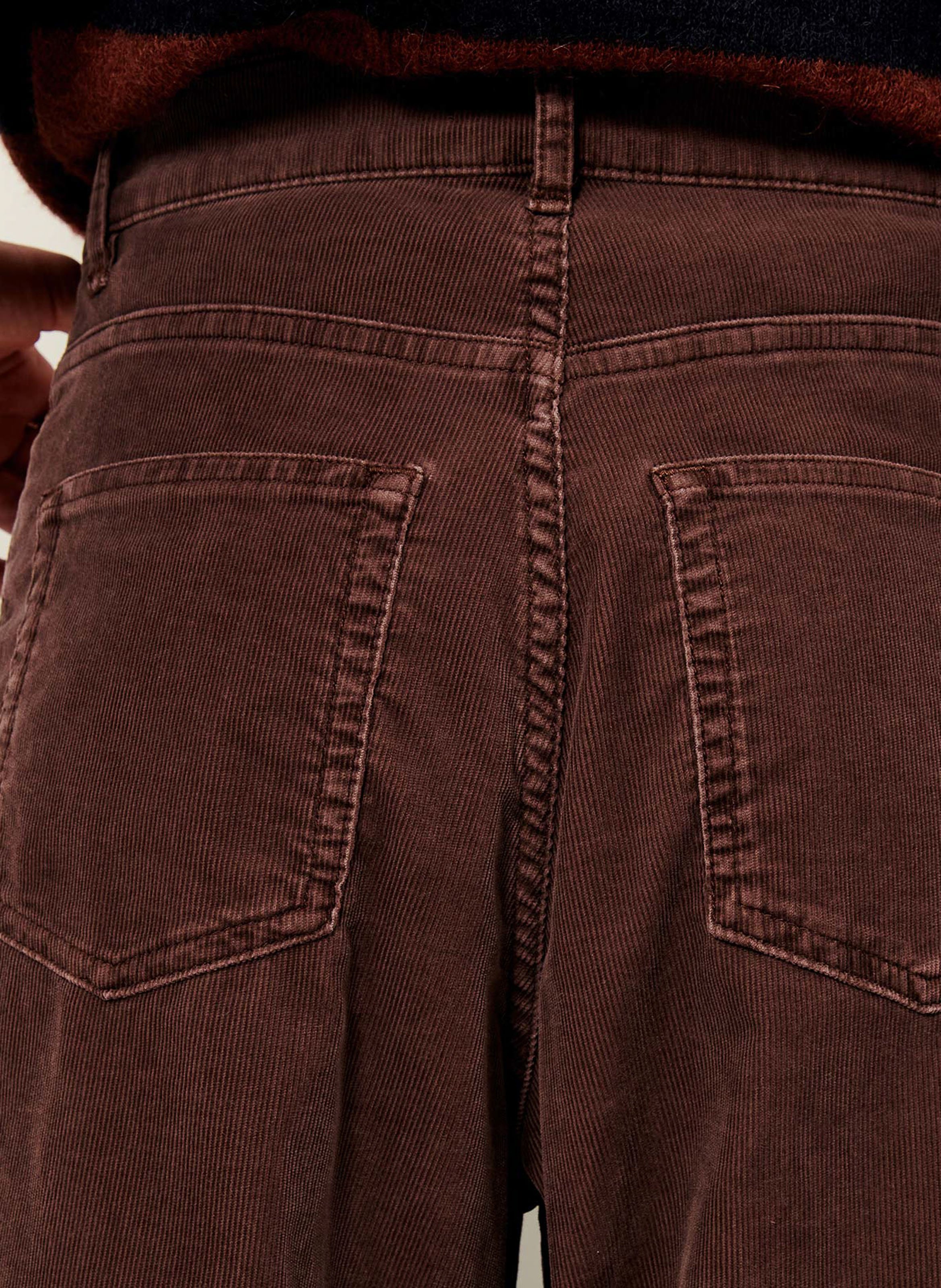 Pantalon droit taille haute en coton bio mélangé SESSUN Marron