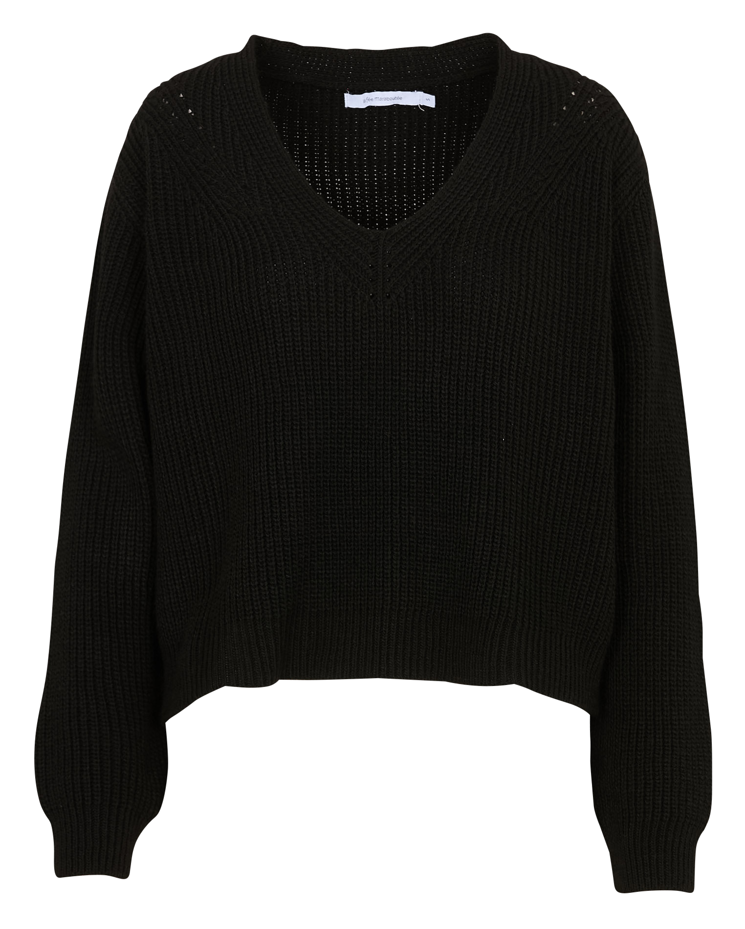 Oversized V-Ausschnitt-Pullover aus Rippenstrick LA FEE MARABOUTEE Schwarz