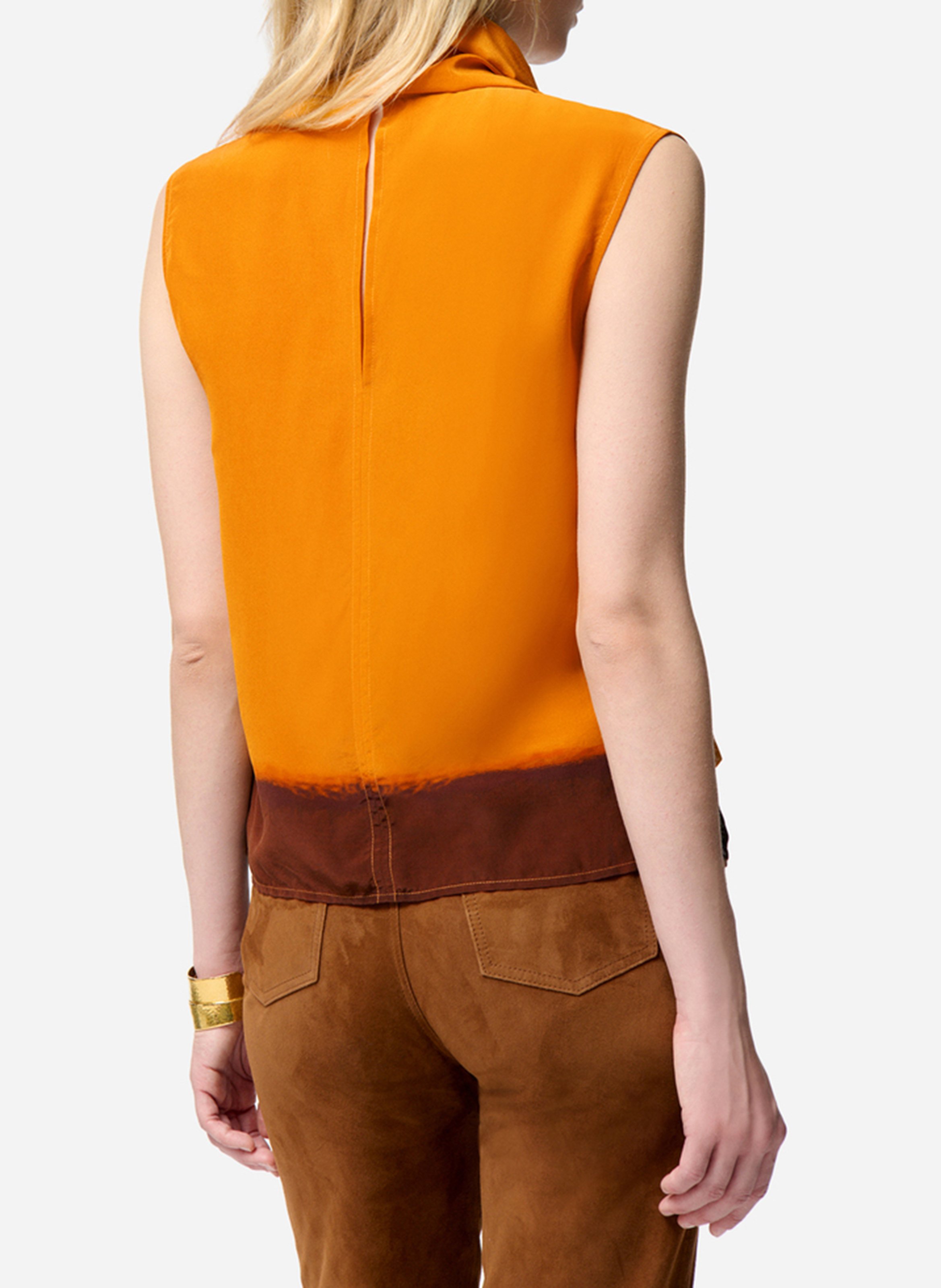 Printed pussy bow top VANESSA BRUNO Brown