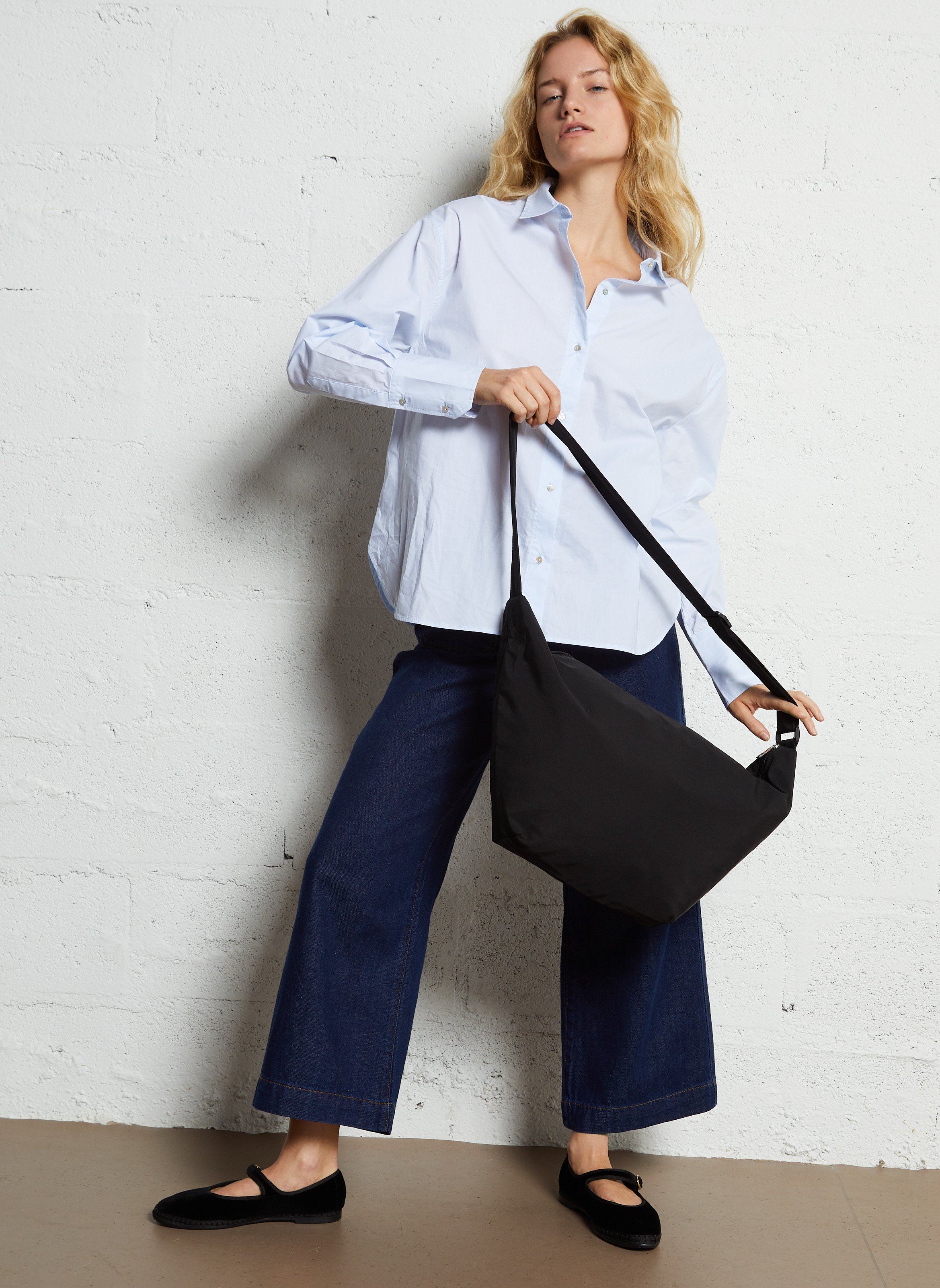 Imitatieleren schoudertas PIECES Zwart