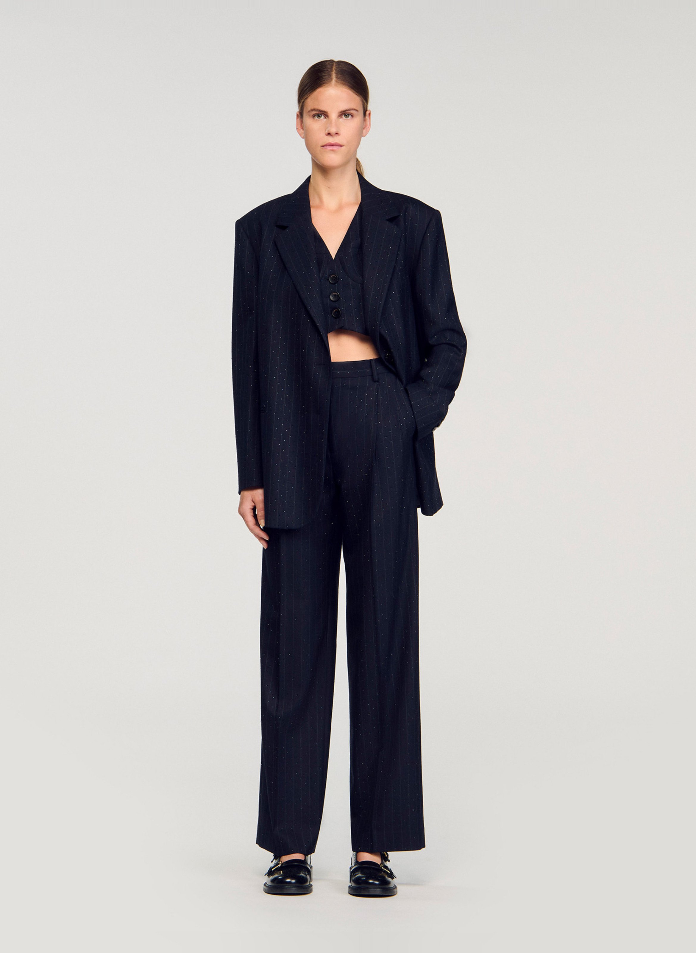 Veste col tailleur SANDRO Bleu