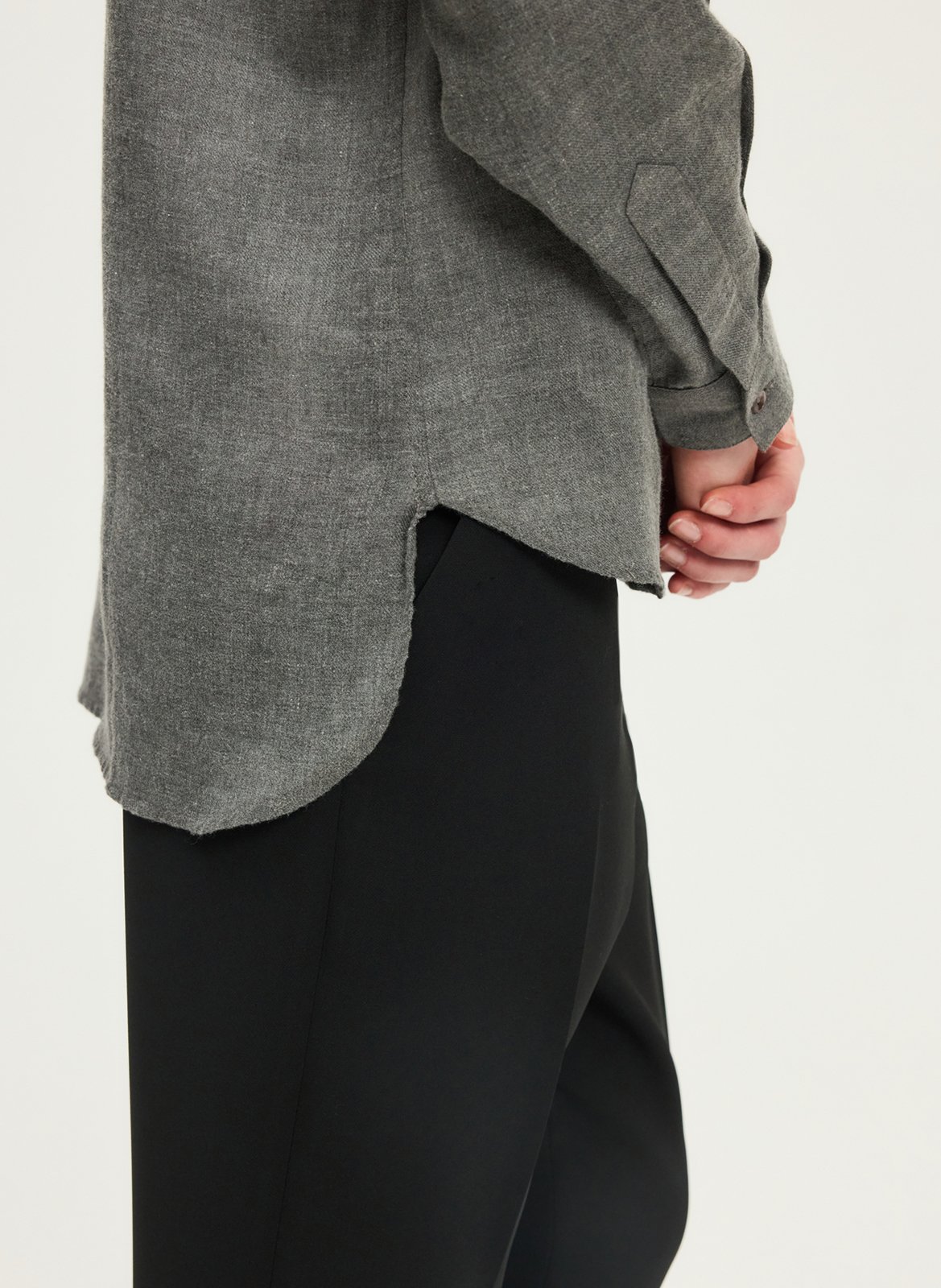 Oversized cotton-blend shirt with classic collar PABLO Grey