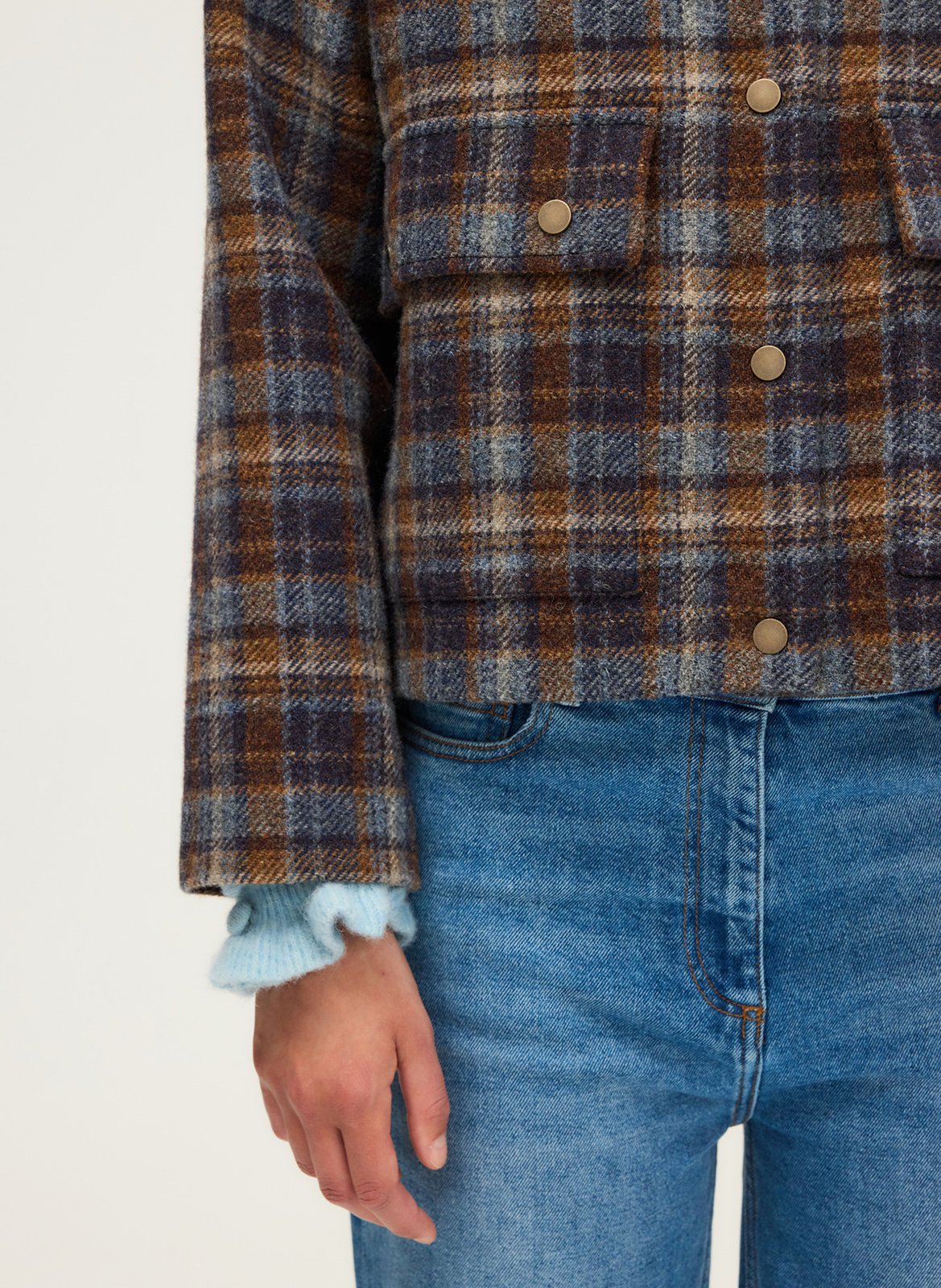 Oversized wool checkered jacket PABLO Blue