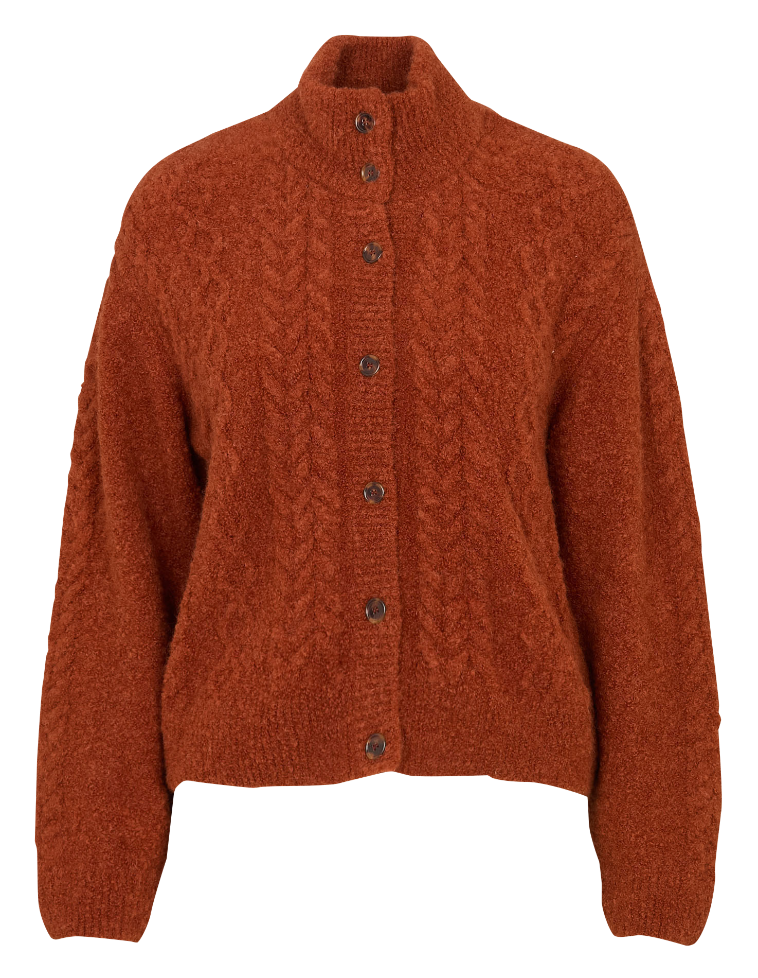 Gilet oversize col montant en laine mélangée DES PETITS HAUTS Orange