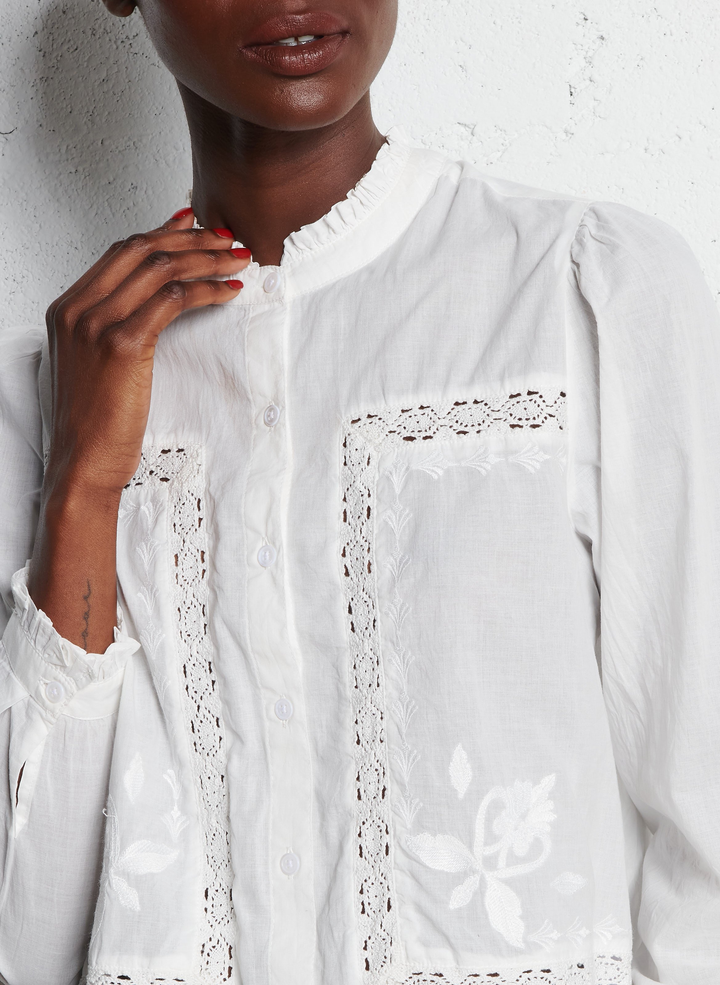 Blouse col officier en coton LA PETITE ETOILE Beige