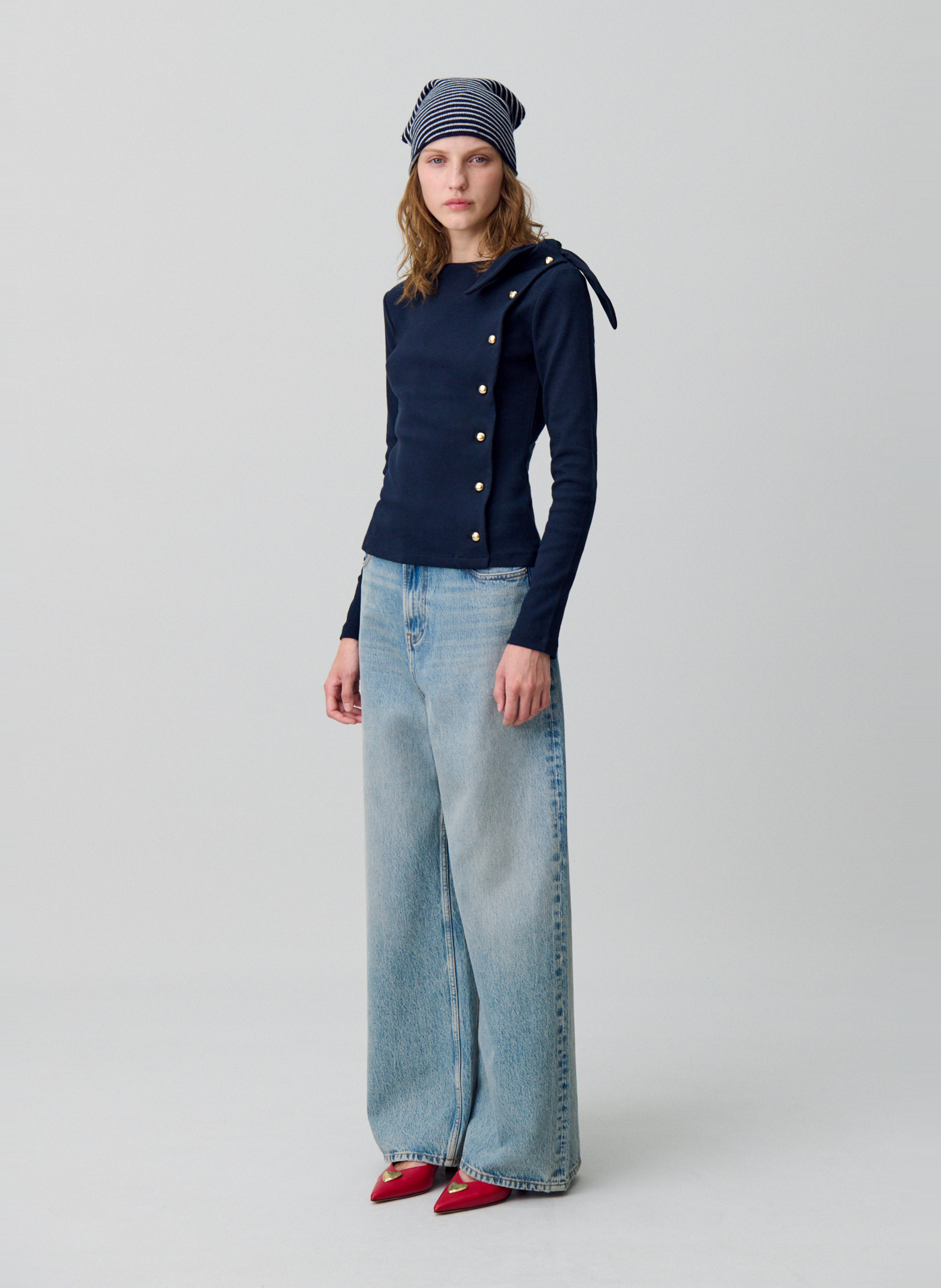 Pull en coton mélangé col rond CLAUDIE PIERLOT Bleu