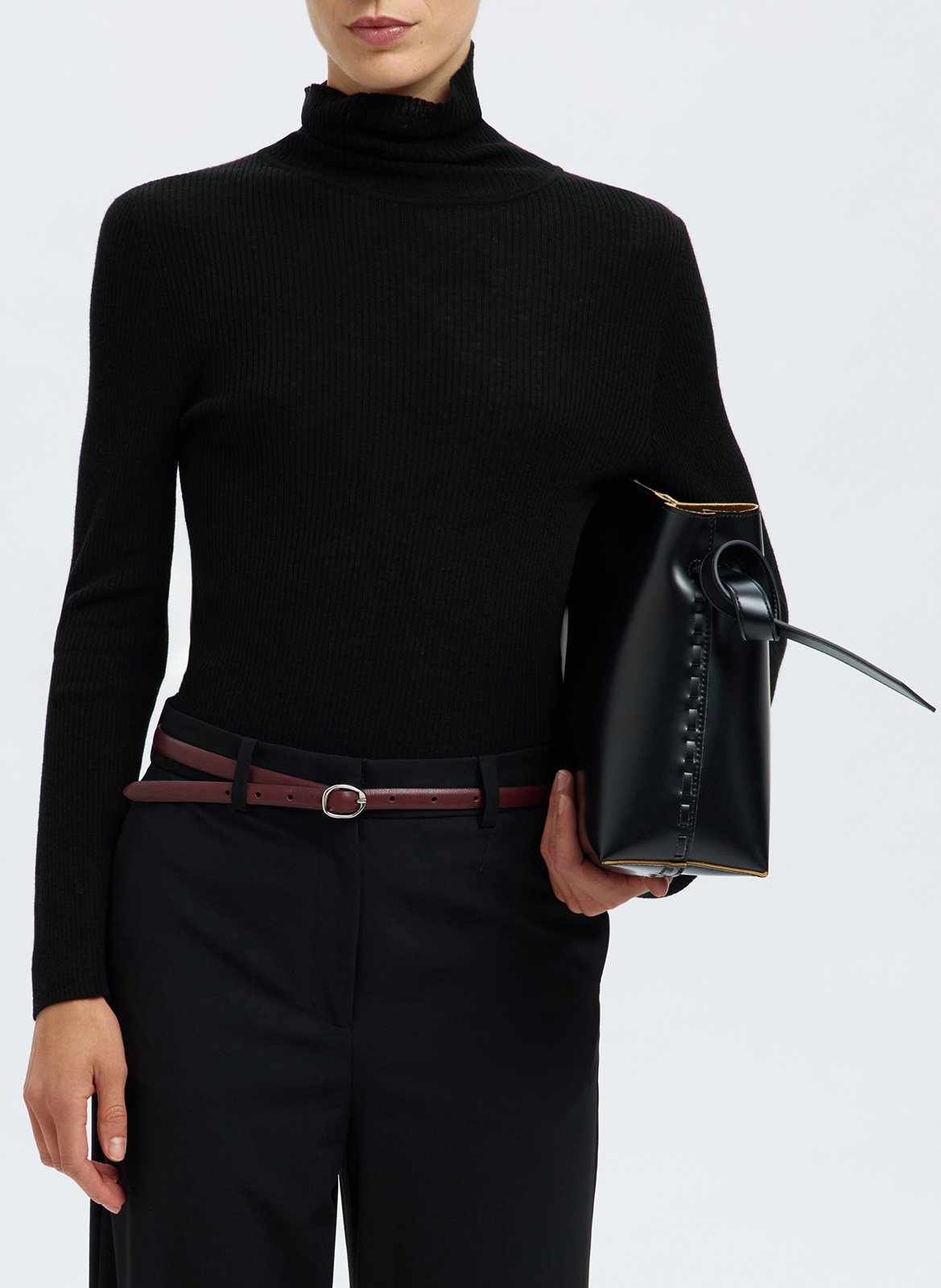 Sous-pull ajusté col roulé en maille SELECTED Noir