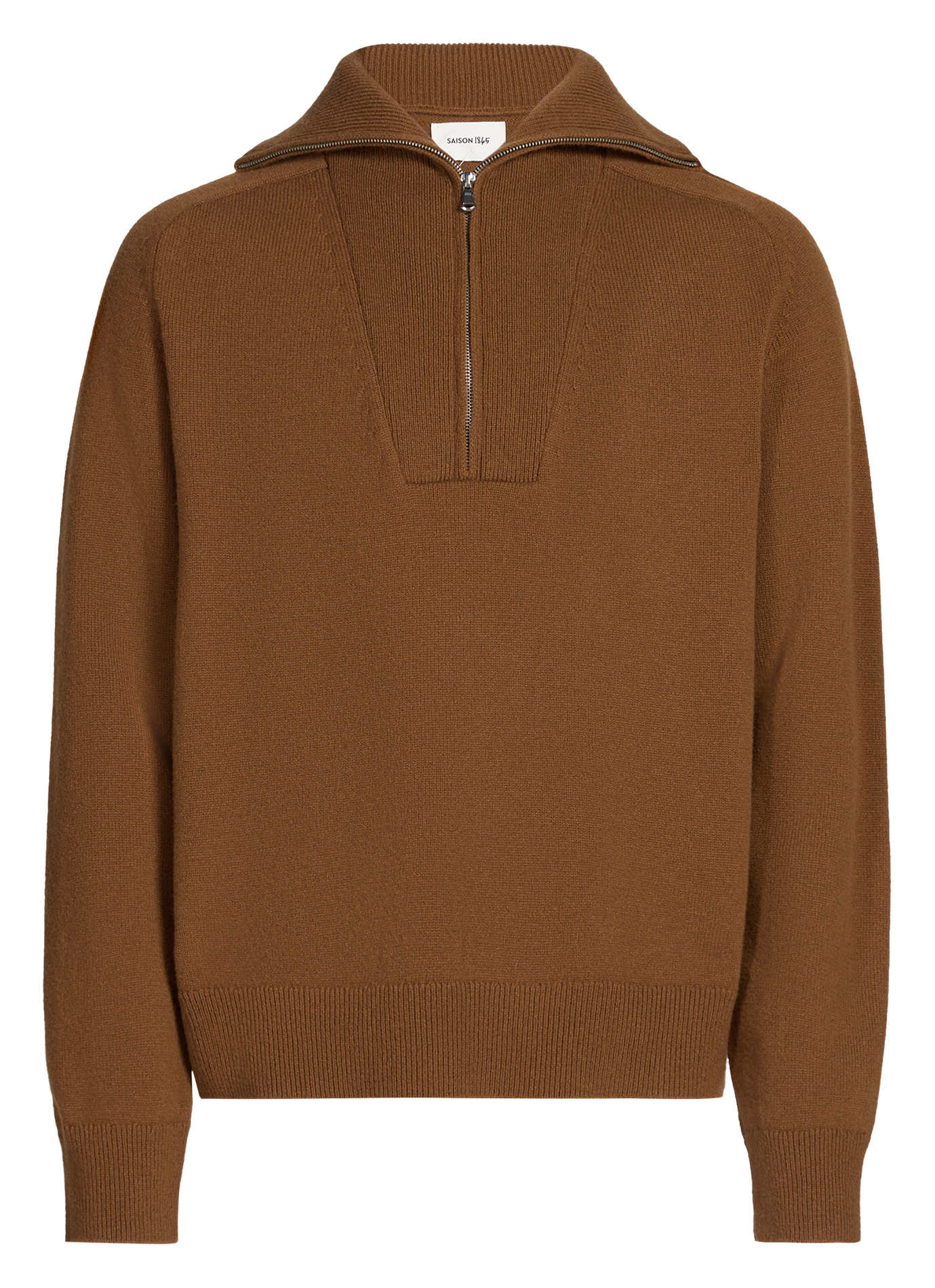 Wollpullover mit Stehkragen und Reißverschluss SAISON 1865 Braun
