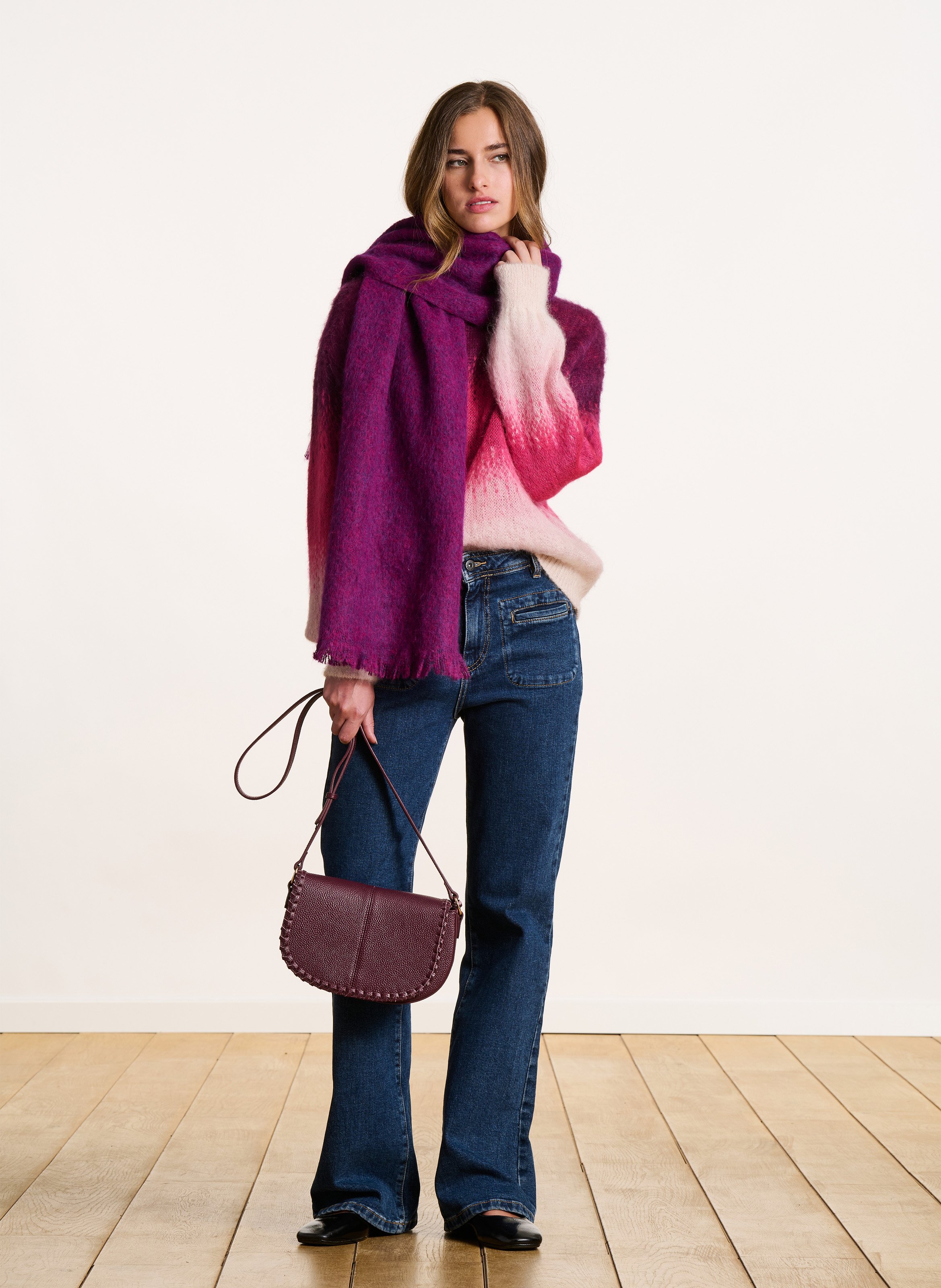 Wide fringed scarf LA FEE MARABOUTEE