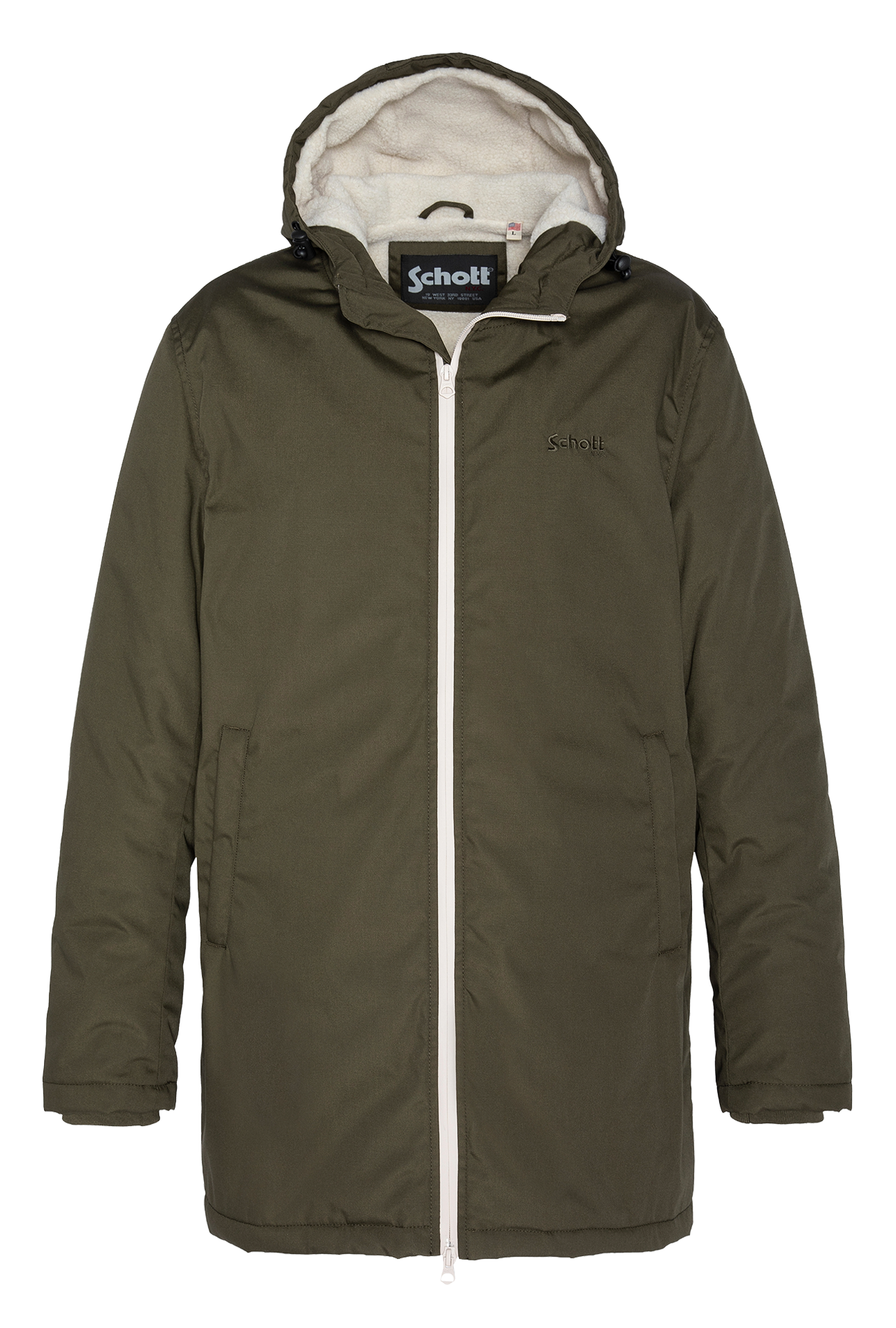 Parka à capuche col montant unie SCHOTT Vert