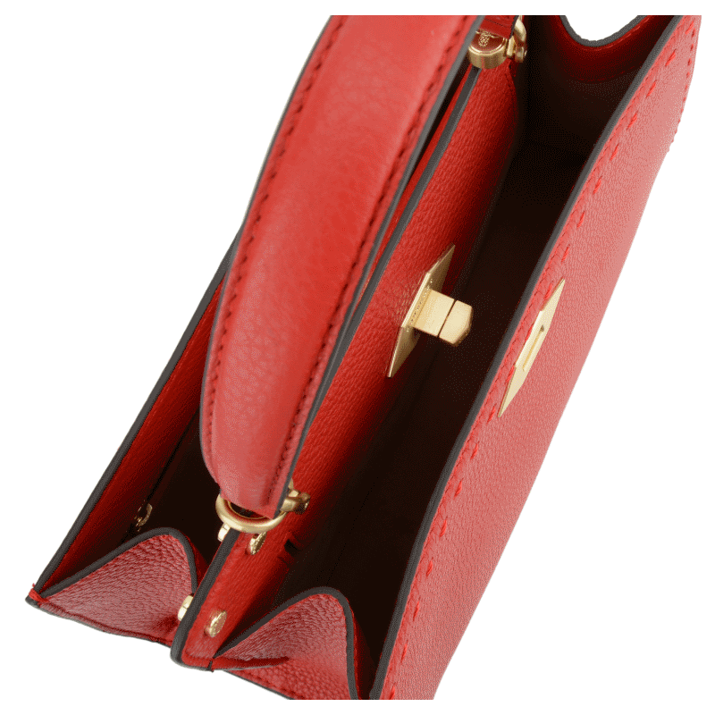 Handbag - cowhide leather POURCHET Red