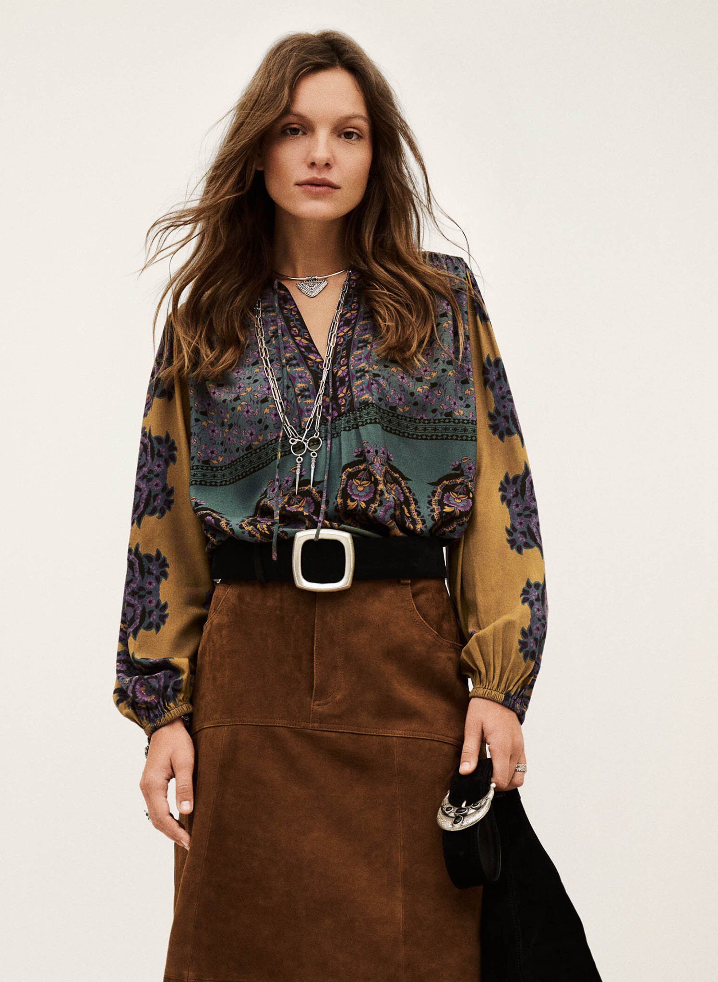 Blouse col v imprimée BA&SH Marron