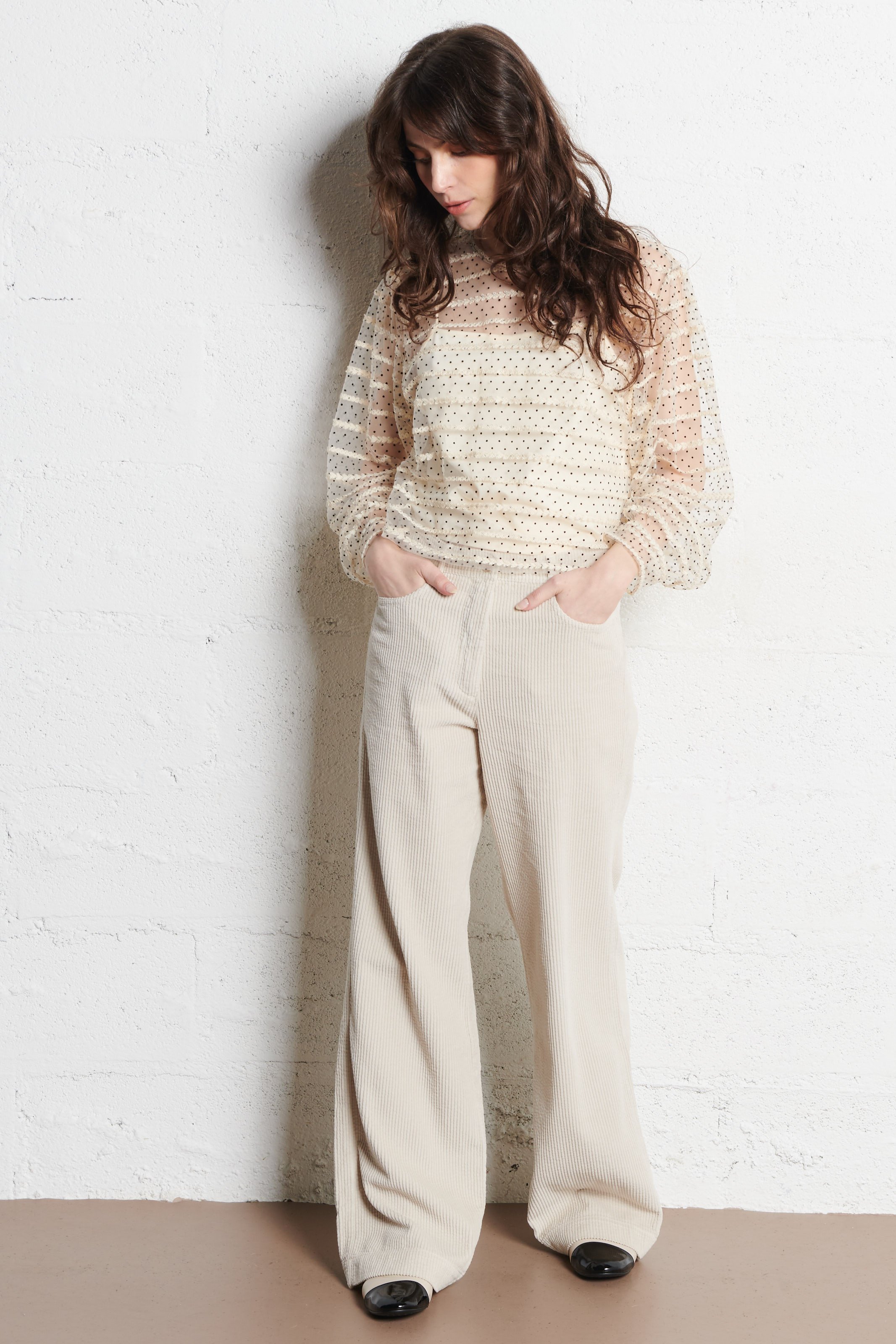 Pantalon droit en coton HARTFORD Beige