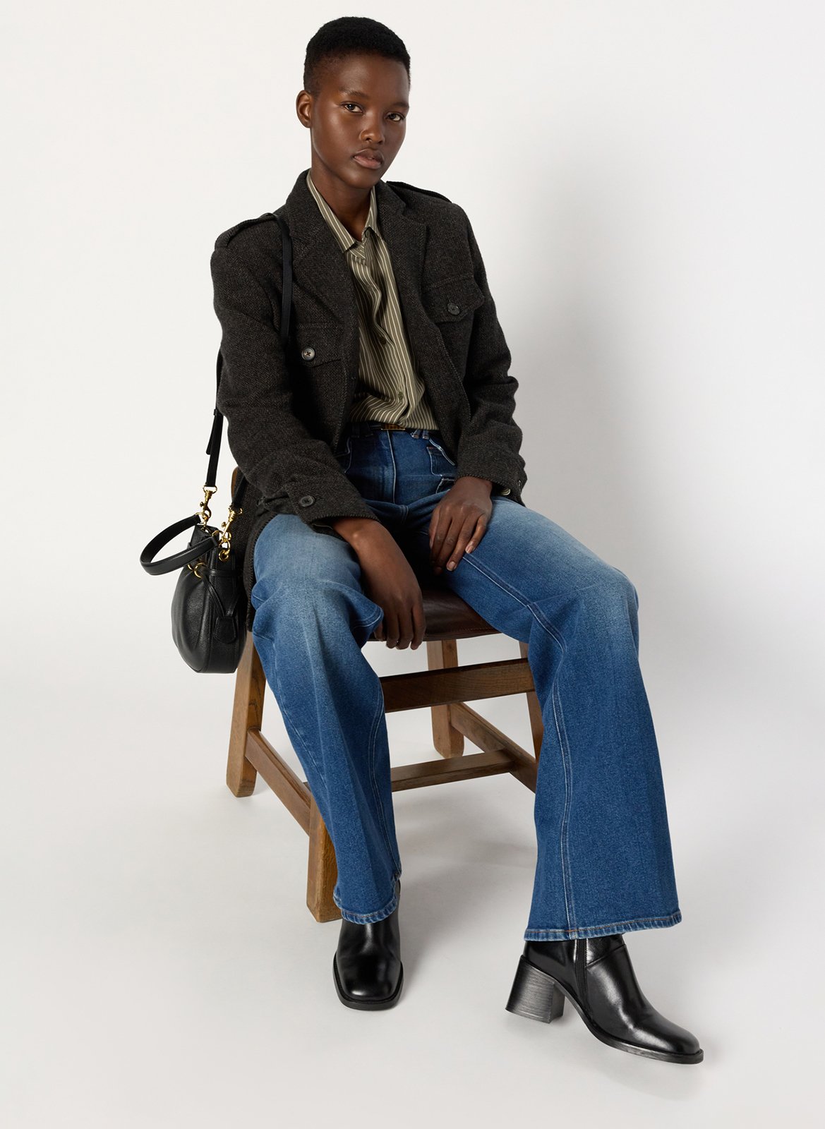 Fitted wool-blend suit collar jacket GERARD DAREL Grey