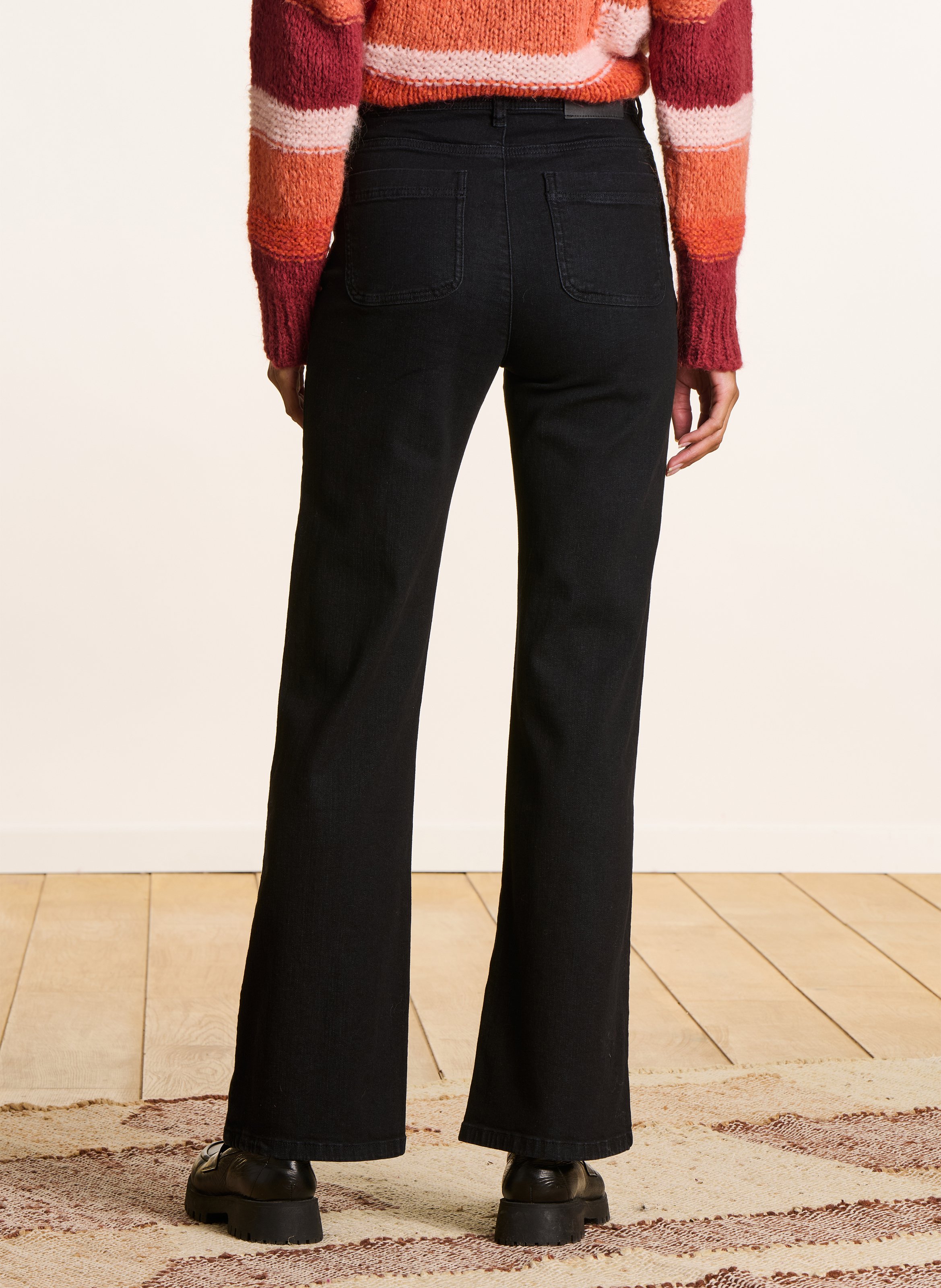 Jean bootcut uni en coton bio mélangé LA FEE MARABOUTEE Noir