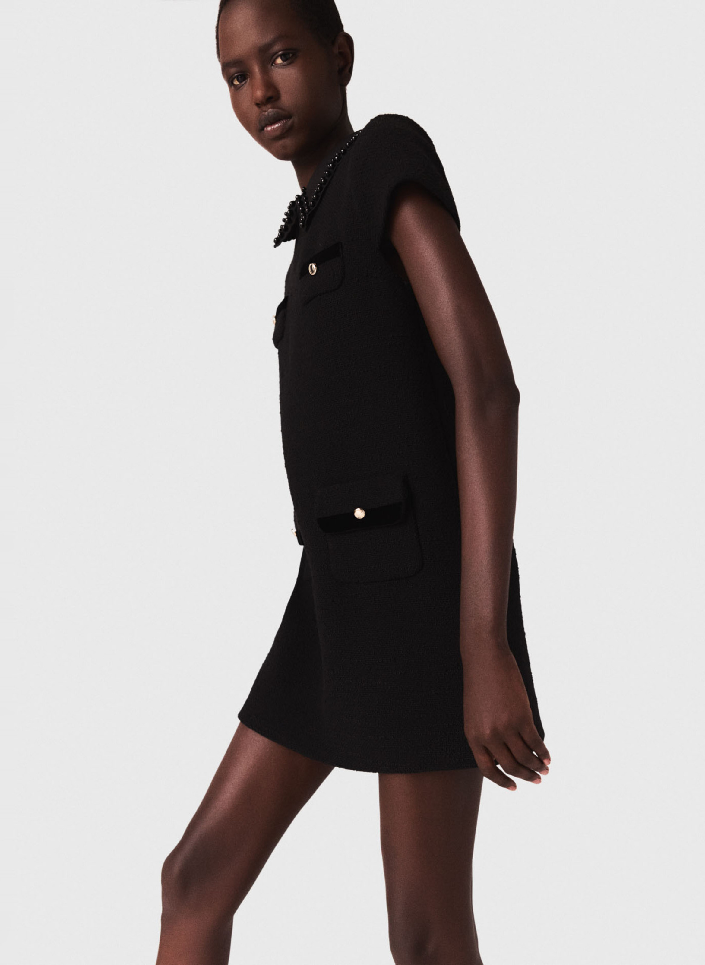 Robe courte col rond  MAJE Noir