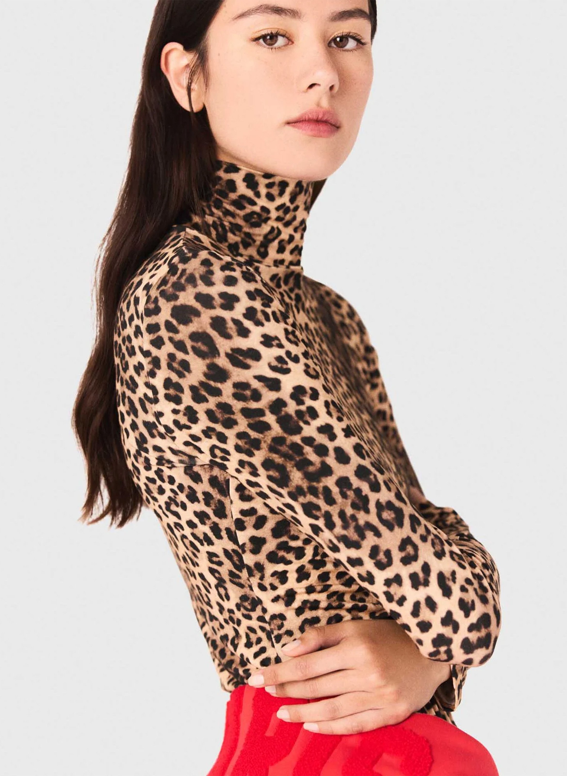 Top col montant imprimé léopard MAJE Multicolore