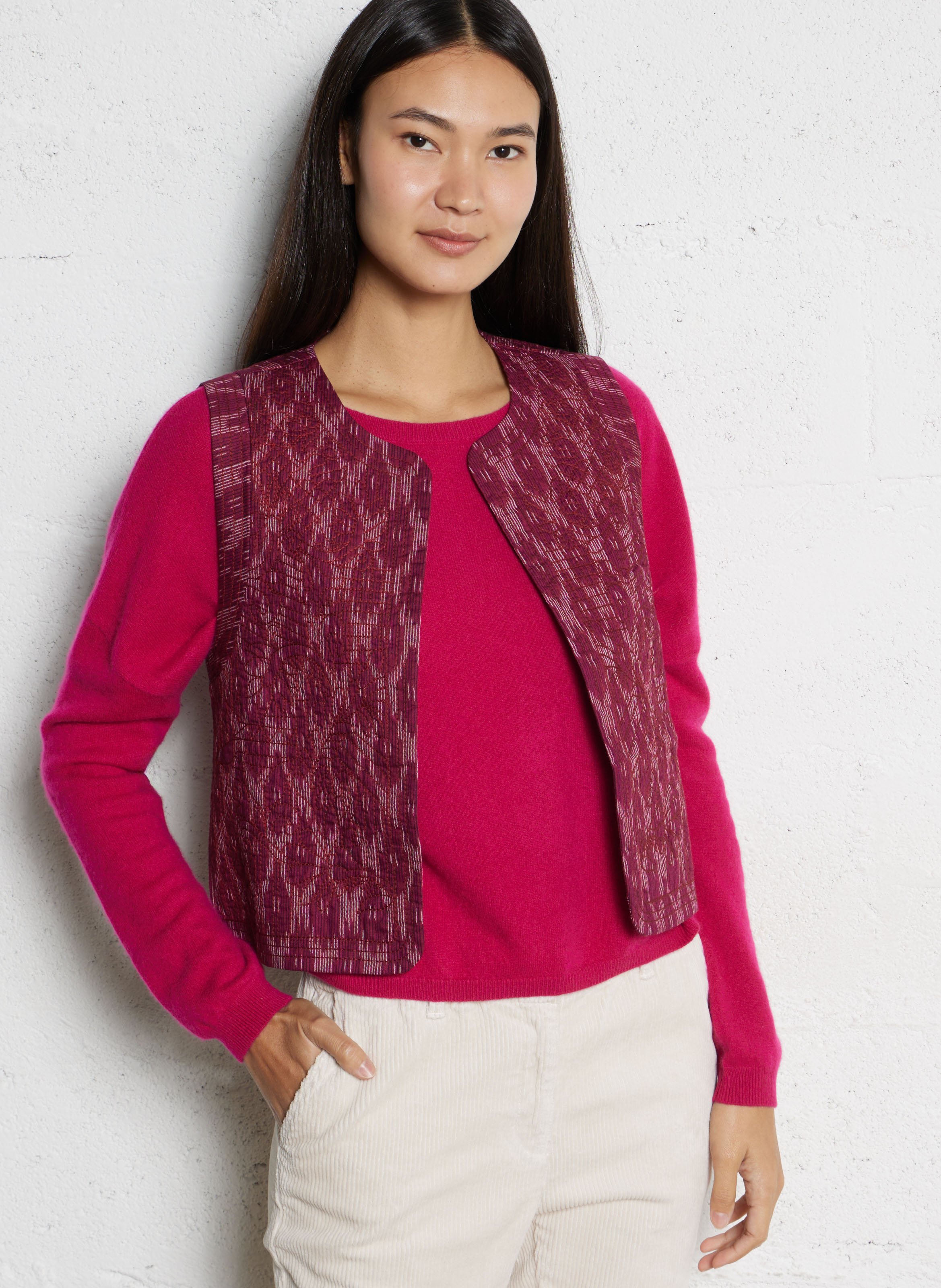 Veste col rond en coton MAISON 123 Violet