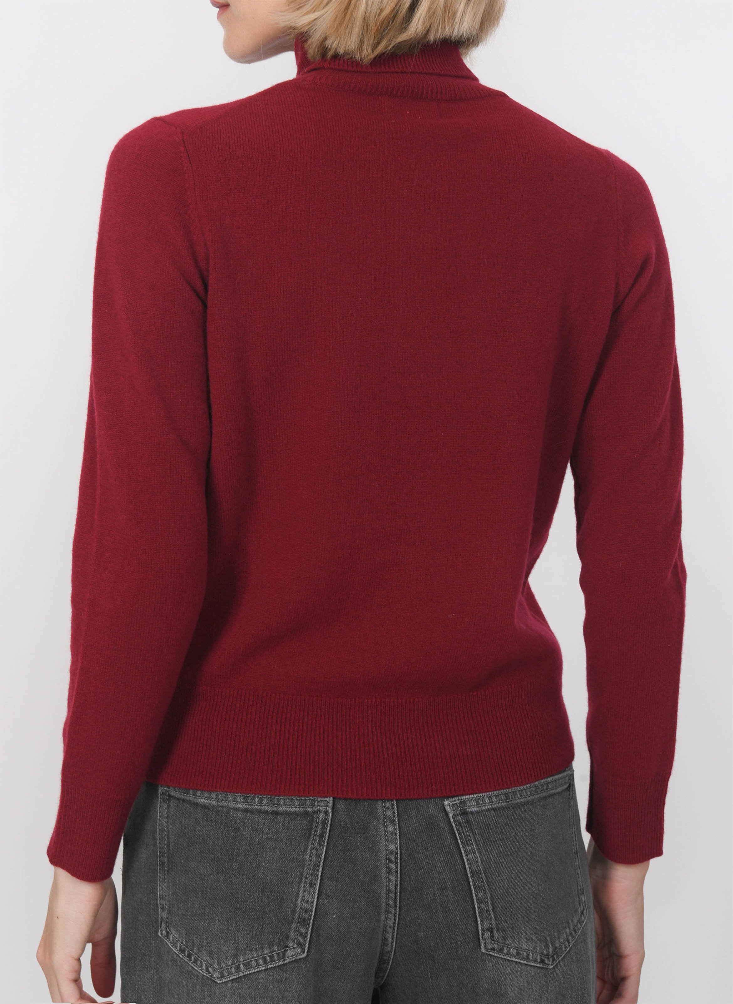 Pull col roulé uni en laine et cachemire KOOKAI Rouge