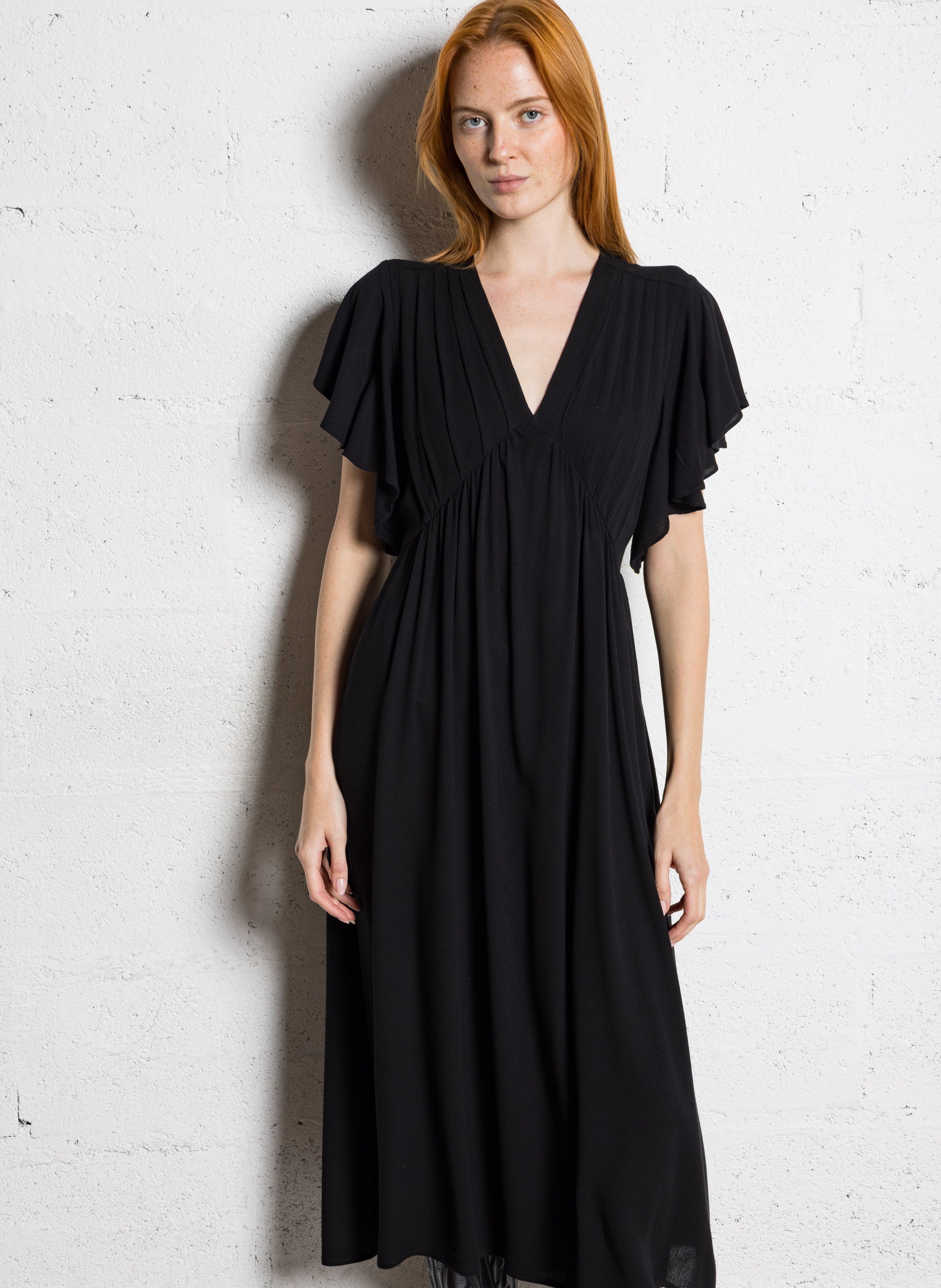 Langes Kleid mit V-Ausschnitt THE KORNER Schwarz