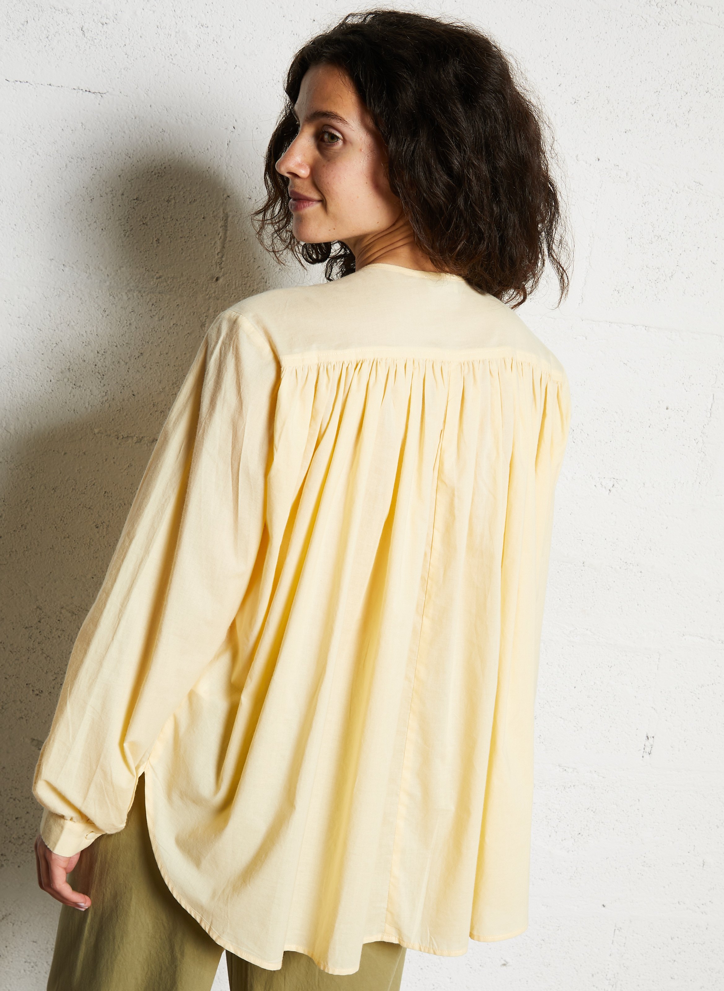 Loose-fit cotton shirt with round neck JC SOPHIE Yellow
