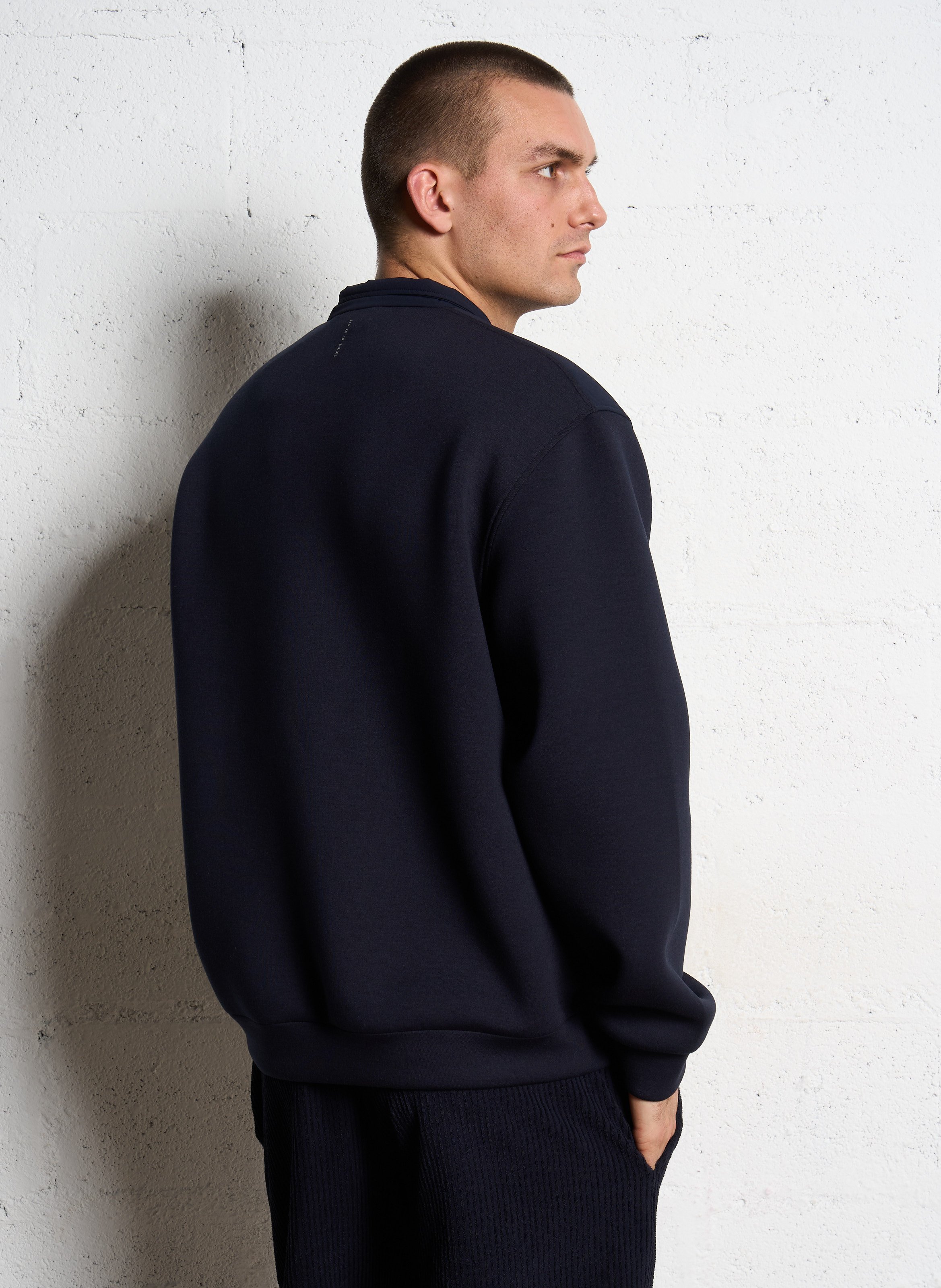 Sweat droit bi-matière col zippé IKKS Bleu