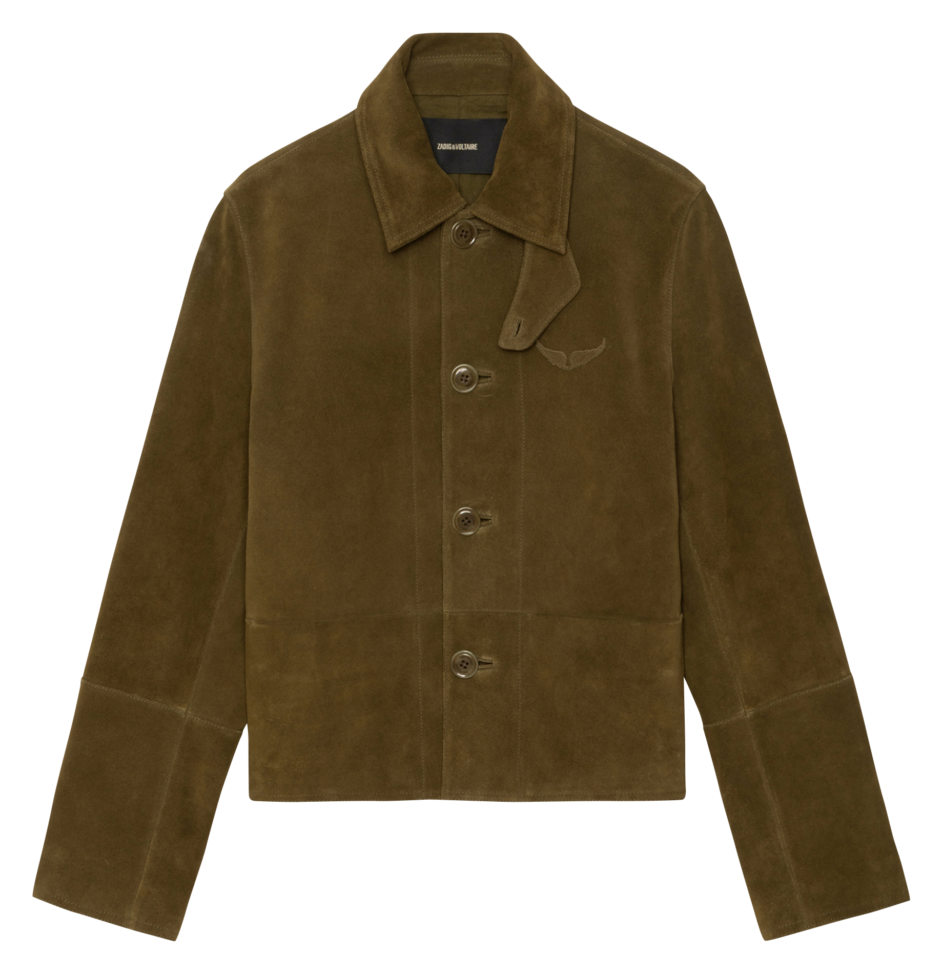 Veste droite boutonnée en cuir ZADIG&VOLTAIRE Vert