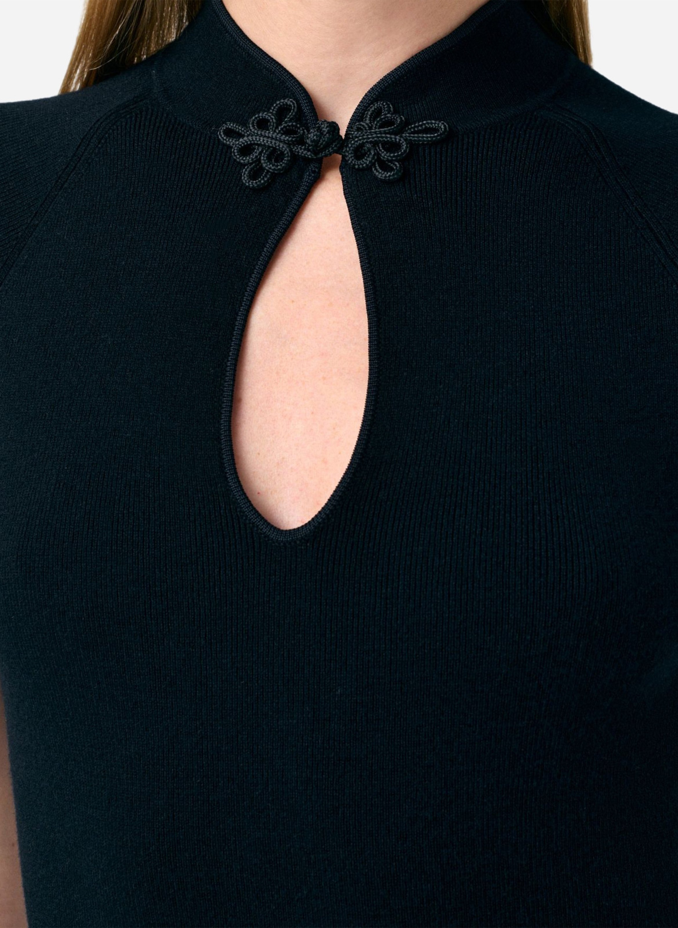 Short dress with high neck in cotton and wool blend VANESSA BRUNO Black