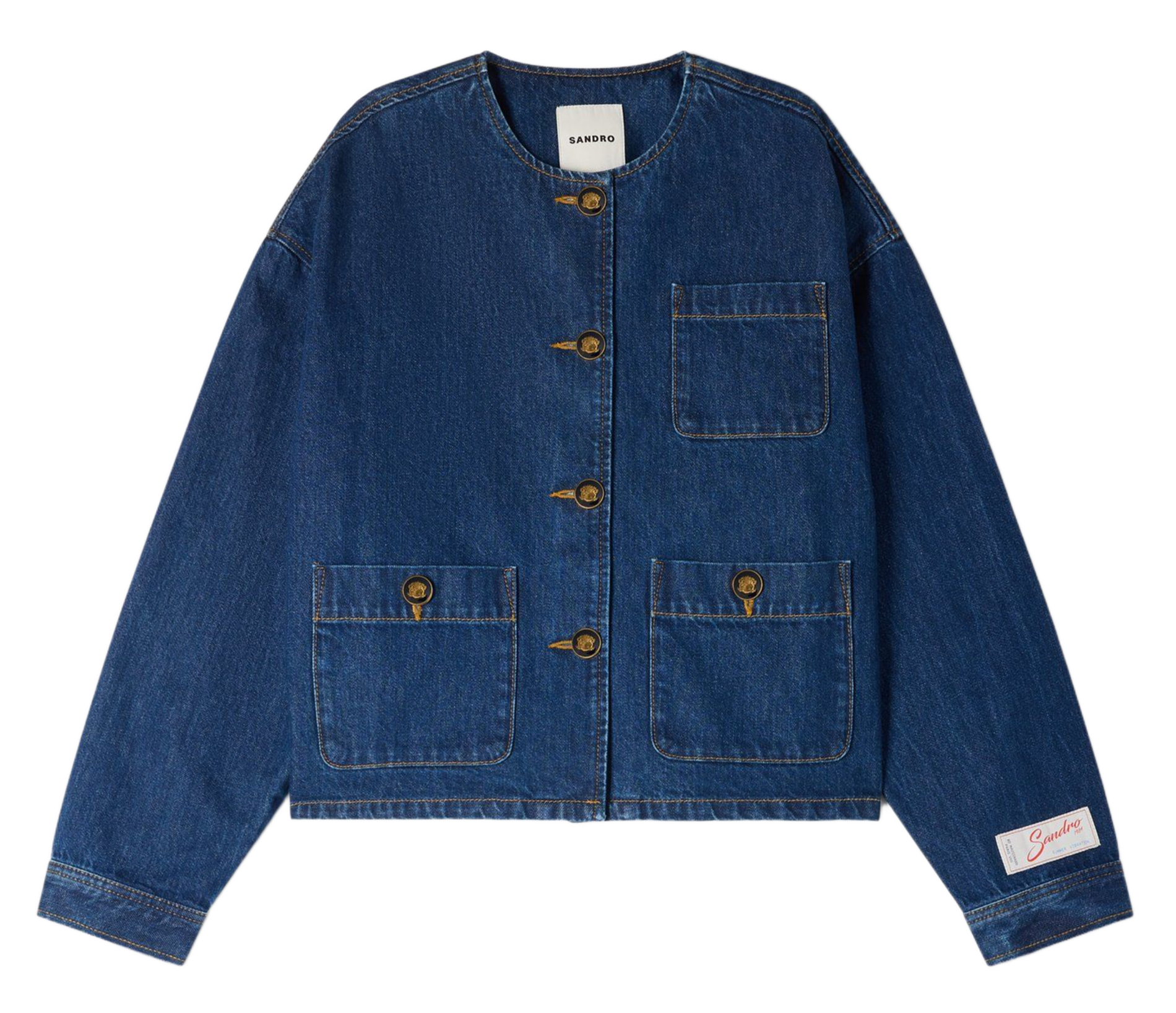 Veste ample boutonnée en denim SANDRO Bleu