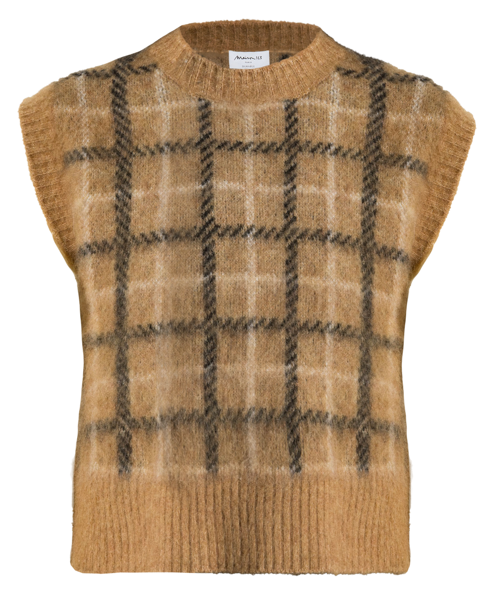 Pull col V  MAISON 123 Beige