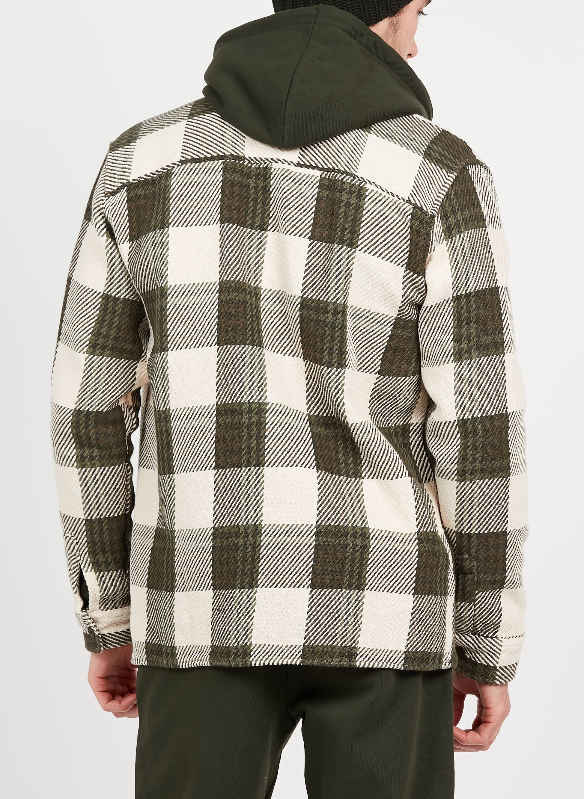 Surchemise à carreaux en sergé de coton Vert